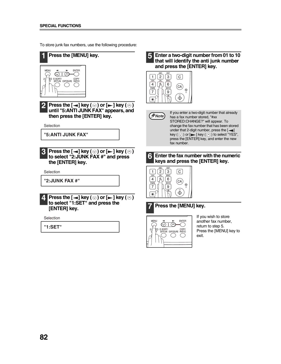 Sharp AR-FX9 appendix Press the key or key to select 1SET and press the Enter key 