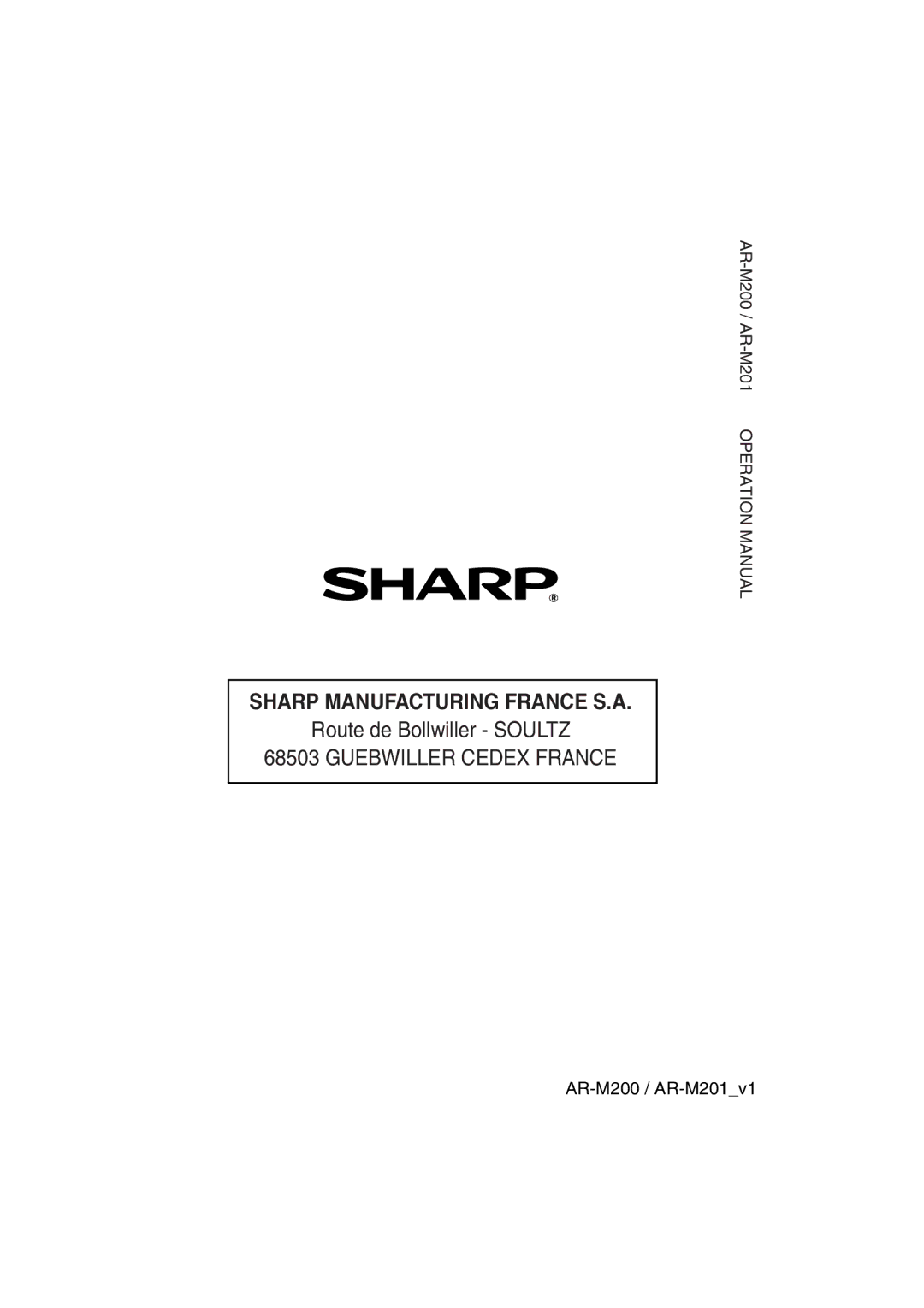 Sharp AR-M200 operation manual Sharp Manufacturing France S.A 