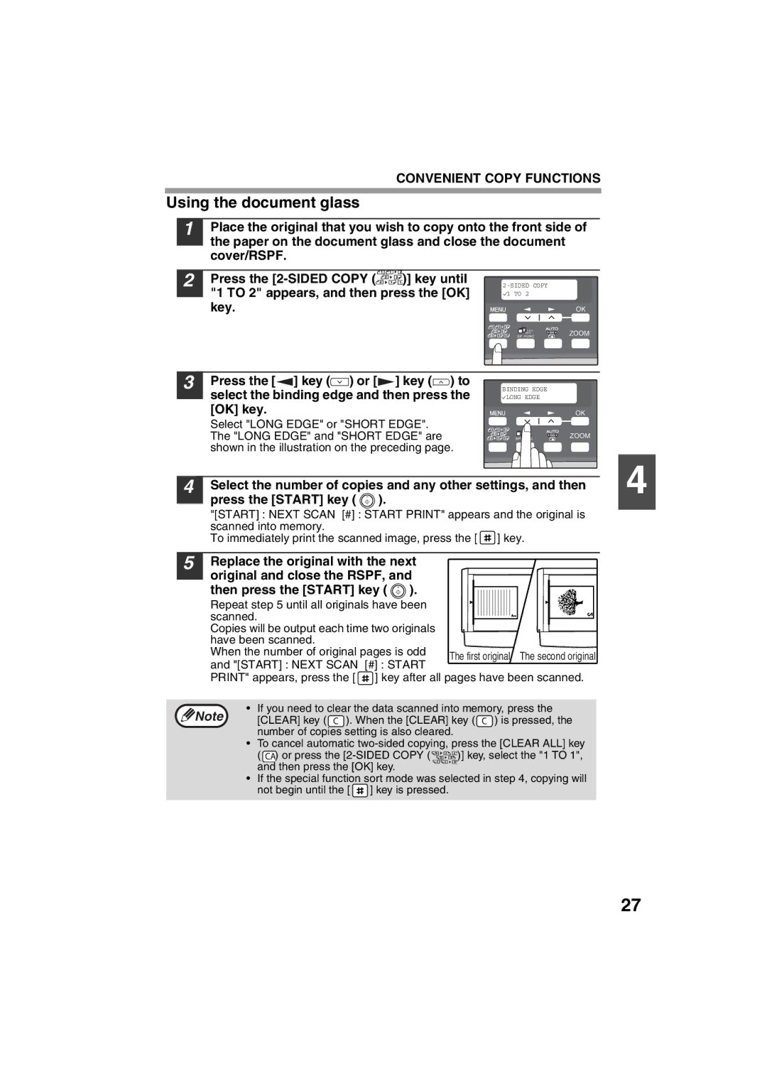 Sharp AR-M200 operation manual Using the document glass, To 2 appears, and then press the OK 