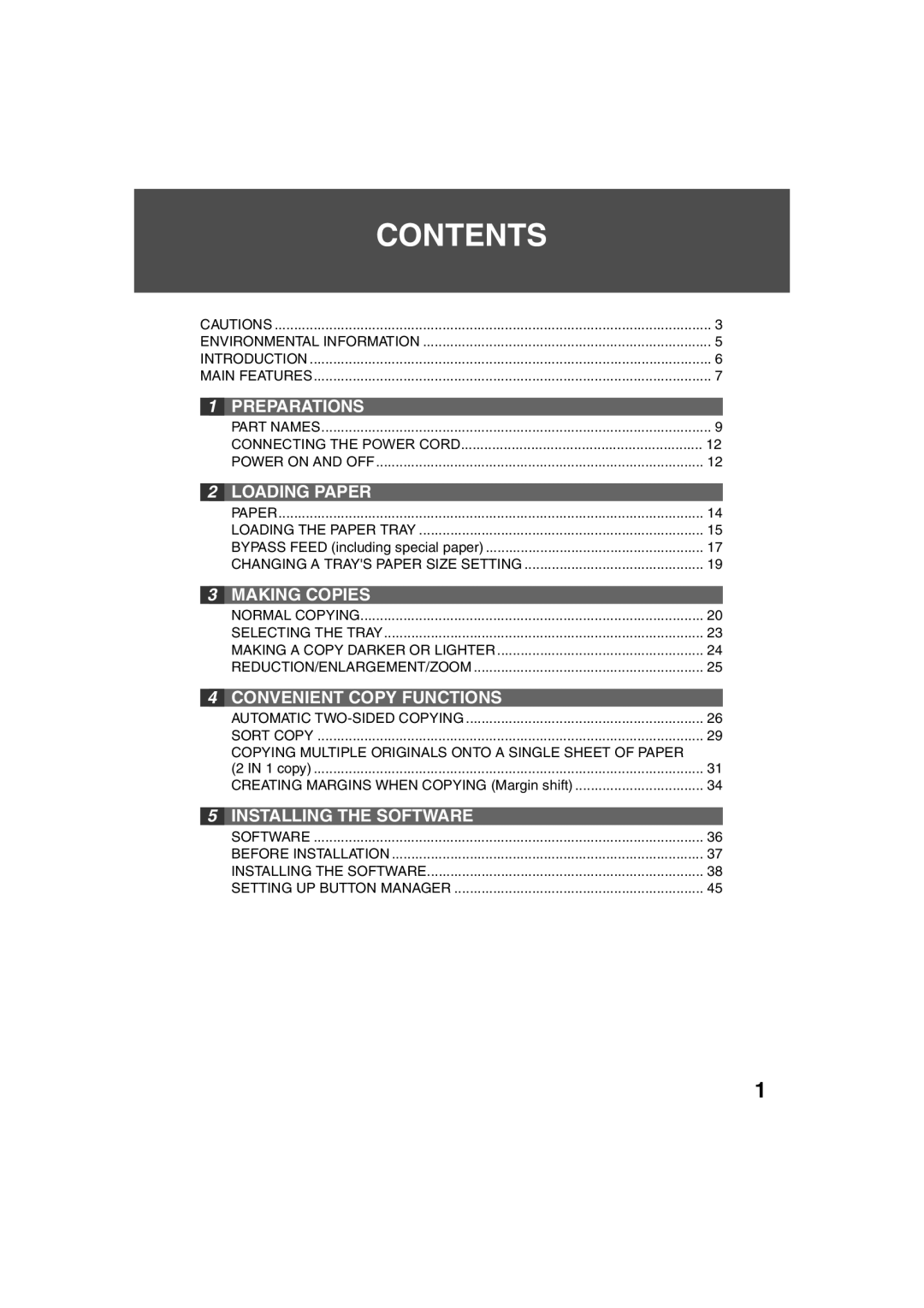 Sharp AR-M200 operation manual Contents 