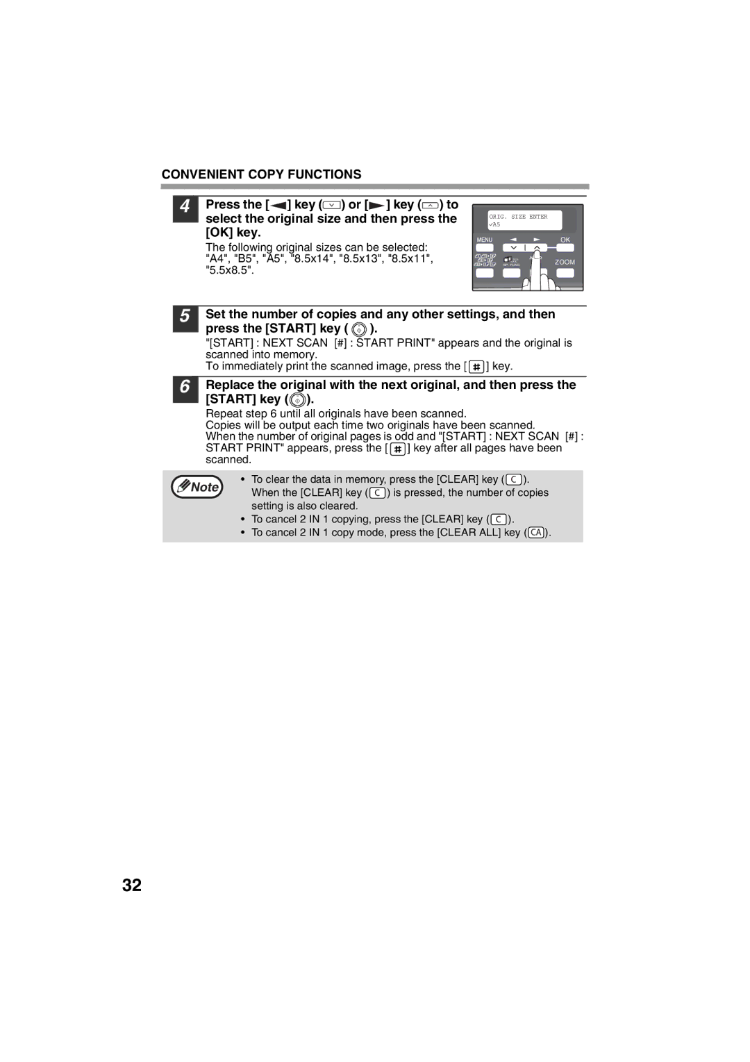 Sharp AR-M200 operation manual ORIG. Size Enter 