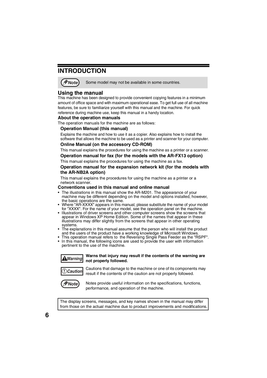 Sharp AR-M200 operation manual Introduction, Using the manual, Online Manual on the accessory CD-ROM 