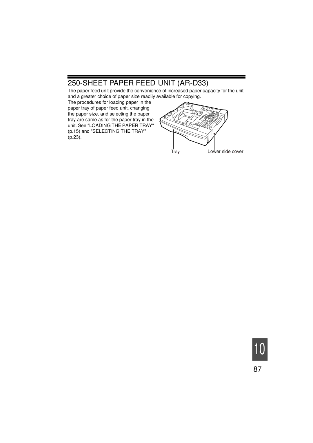 Sharp AR-M200 operation manual Sheet Paper Feed Unit AR-D33 