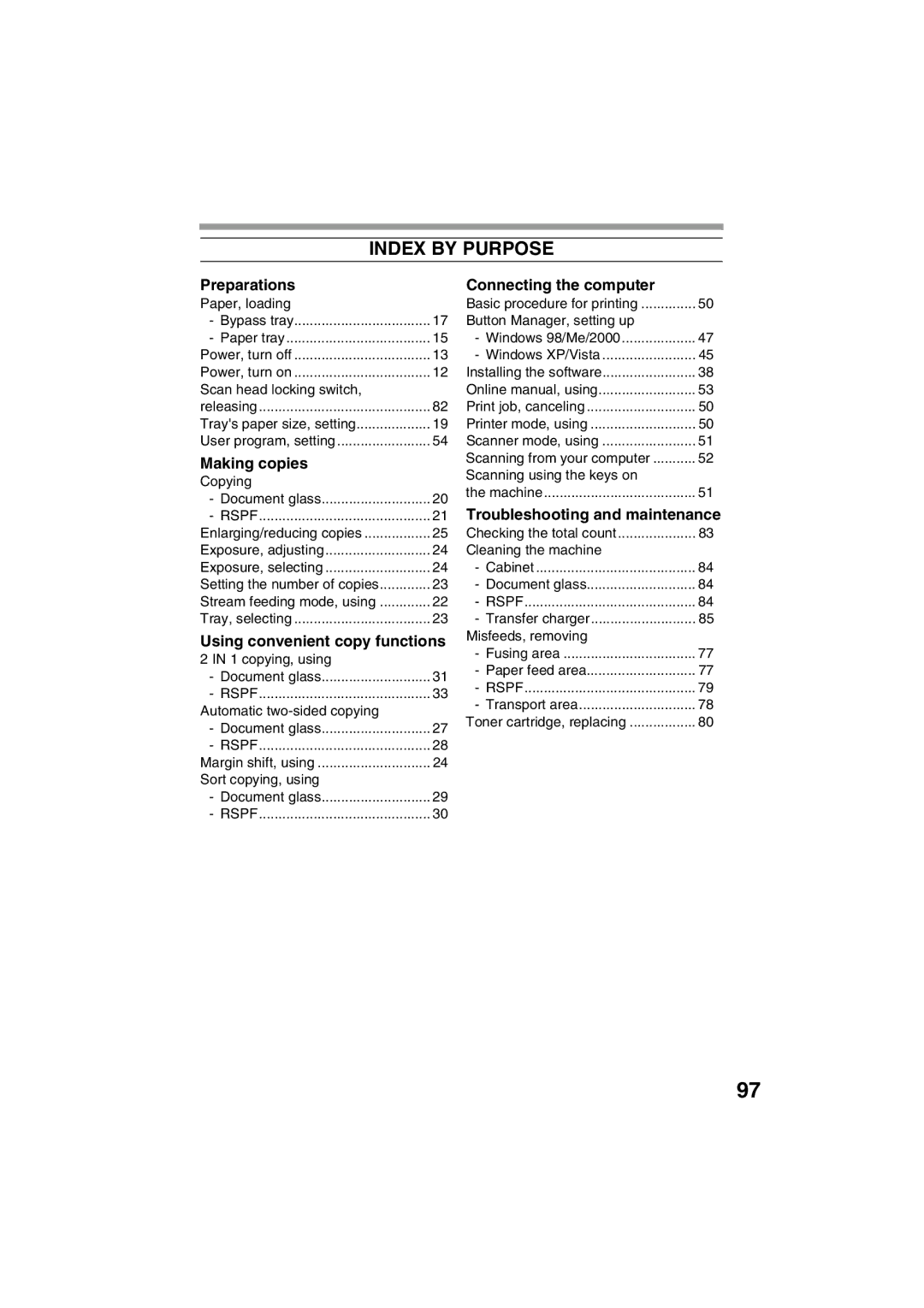 Sharp AR-M200 operation manual Preparations, Making copies, Using convenient copy functions, Connecting the computer 