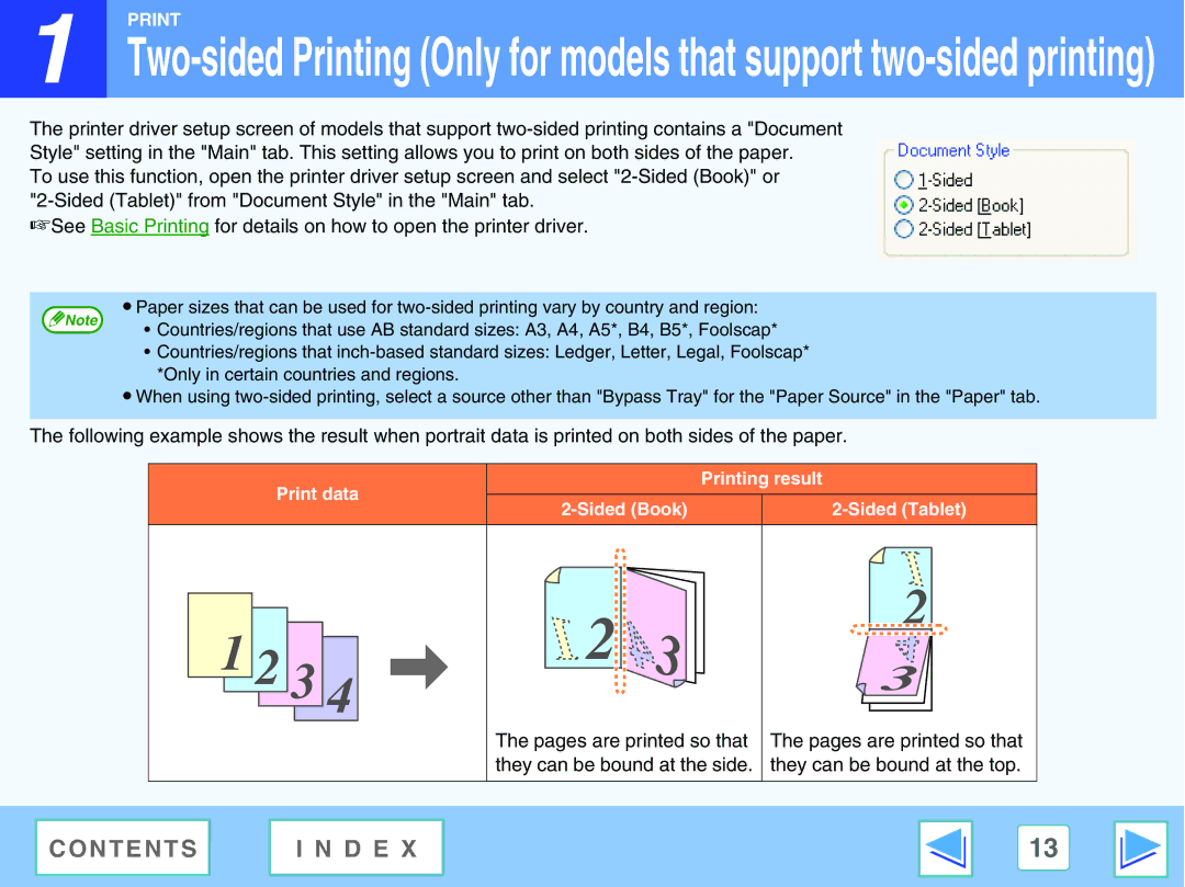 Sharp AR-M160, AR-M205 manual Print data Printing result Sided Book Sided Tablet 