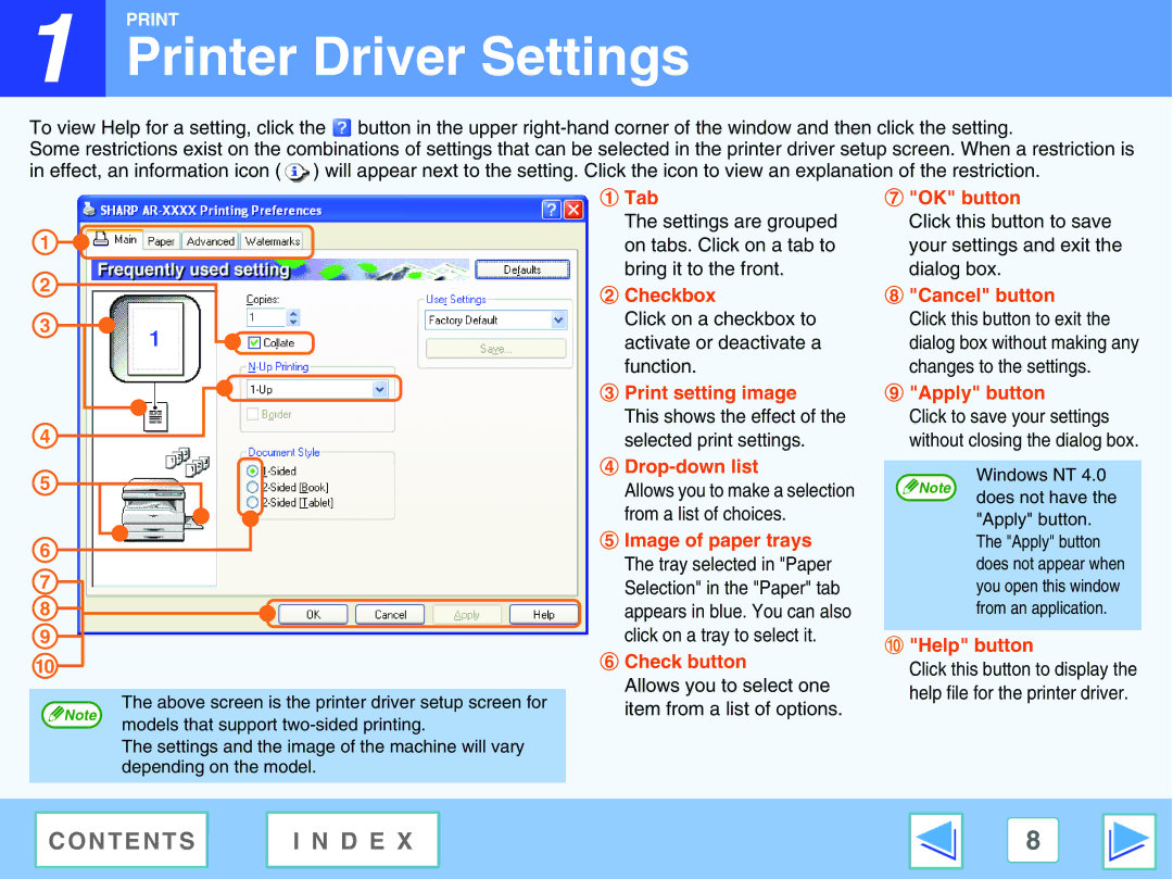 Sharp AR-M205, AR-M160 manual Printer Driver Settings 