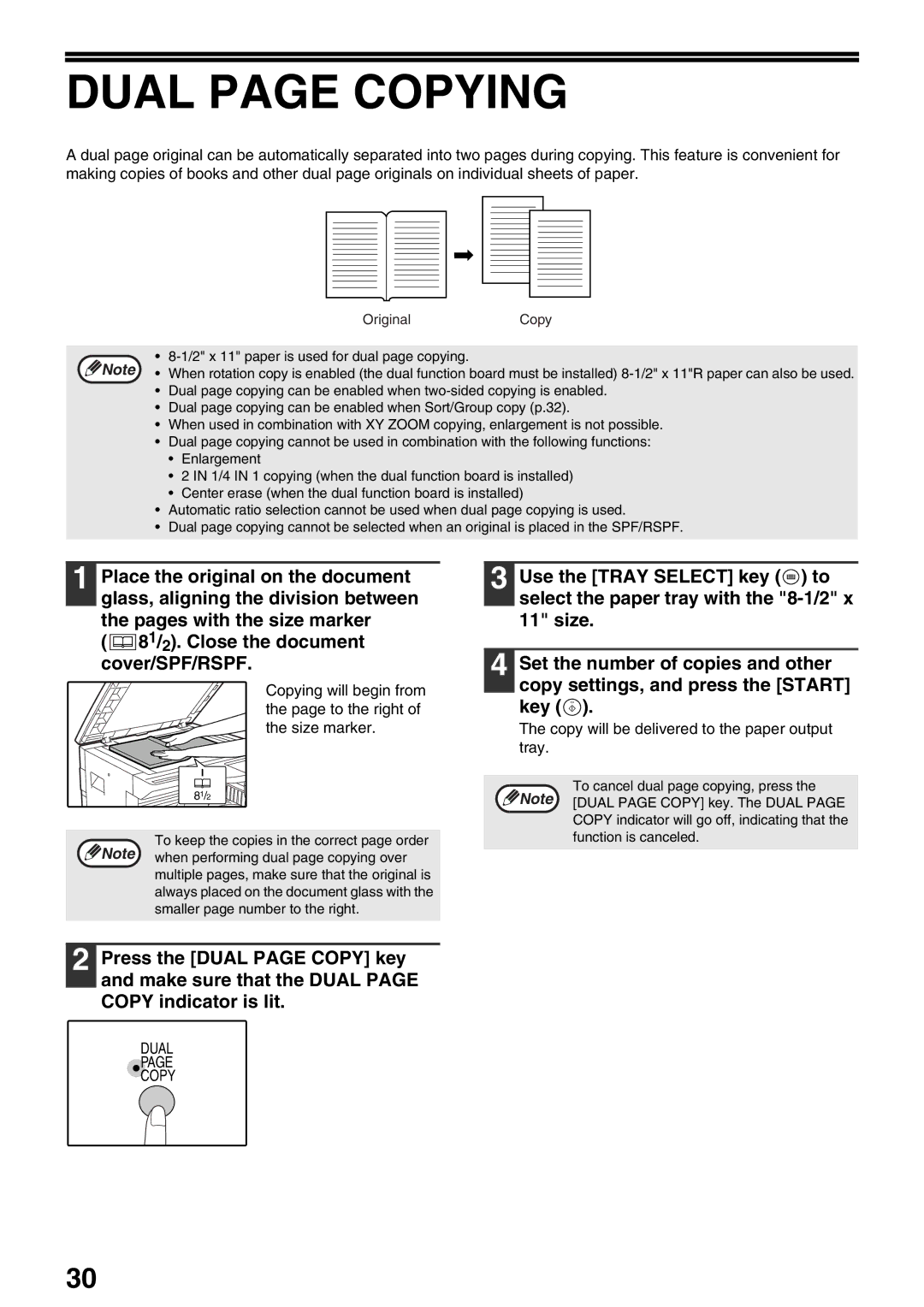 Sharp AR-M205, AR-M160 operation manual Dual page Copying, Original Copy 2 x 11 paper is used for dual page copying 