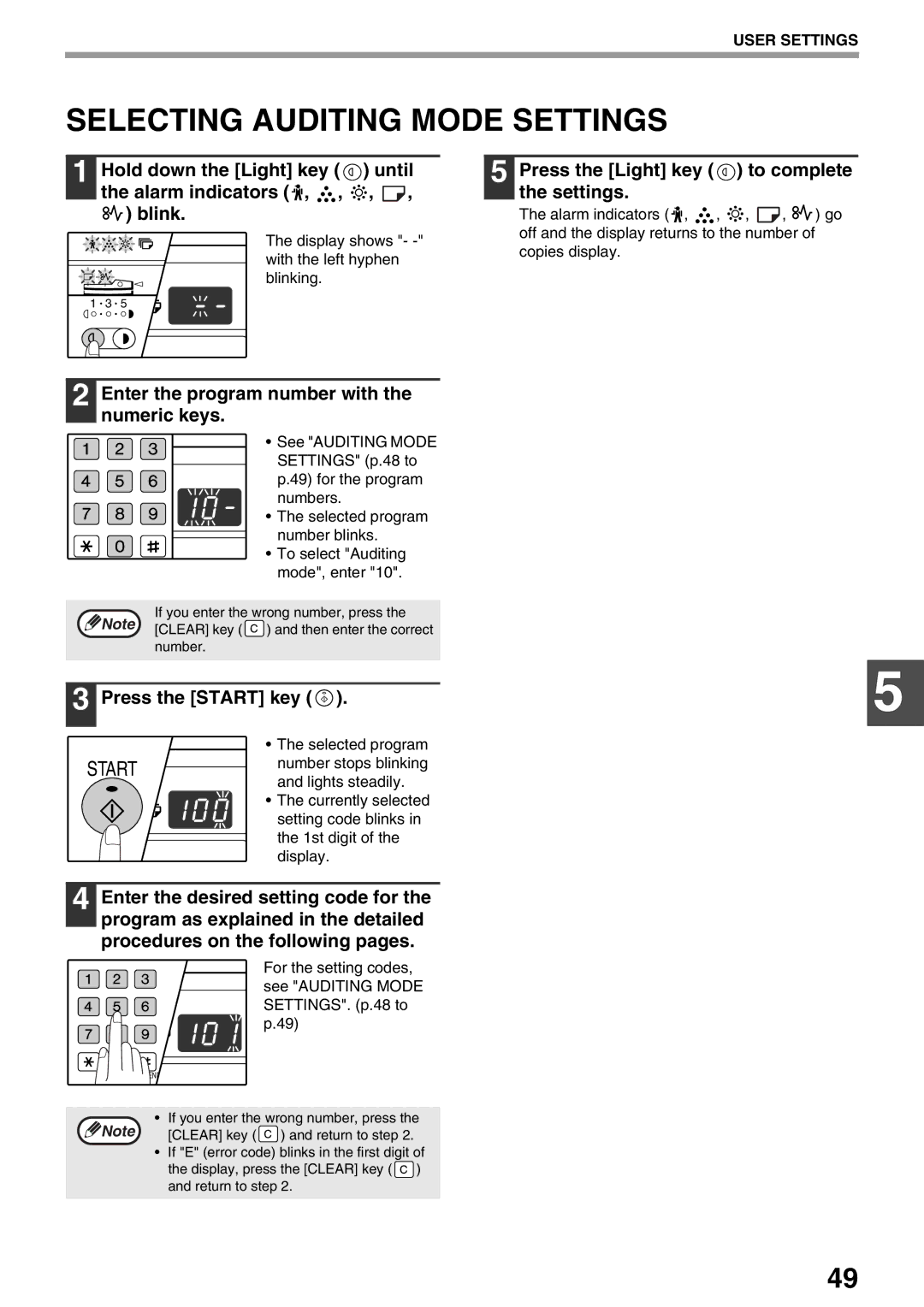 Sharp AR-M160, AR-M205 operation manual Selecting Auditing Mode Settings, Enter the program number with the numeric keys 