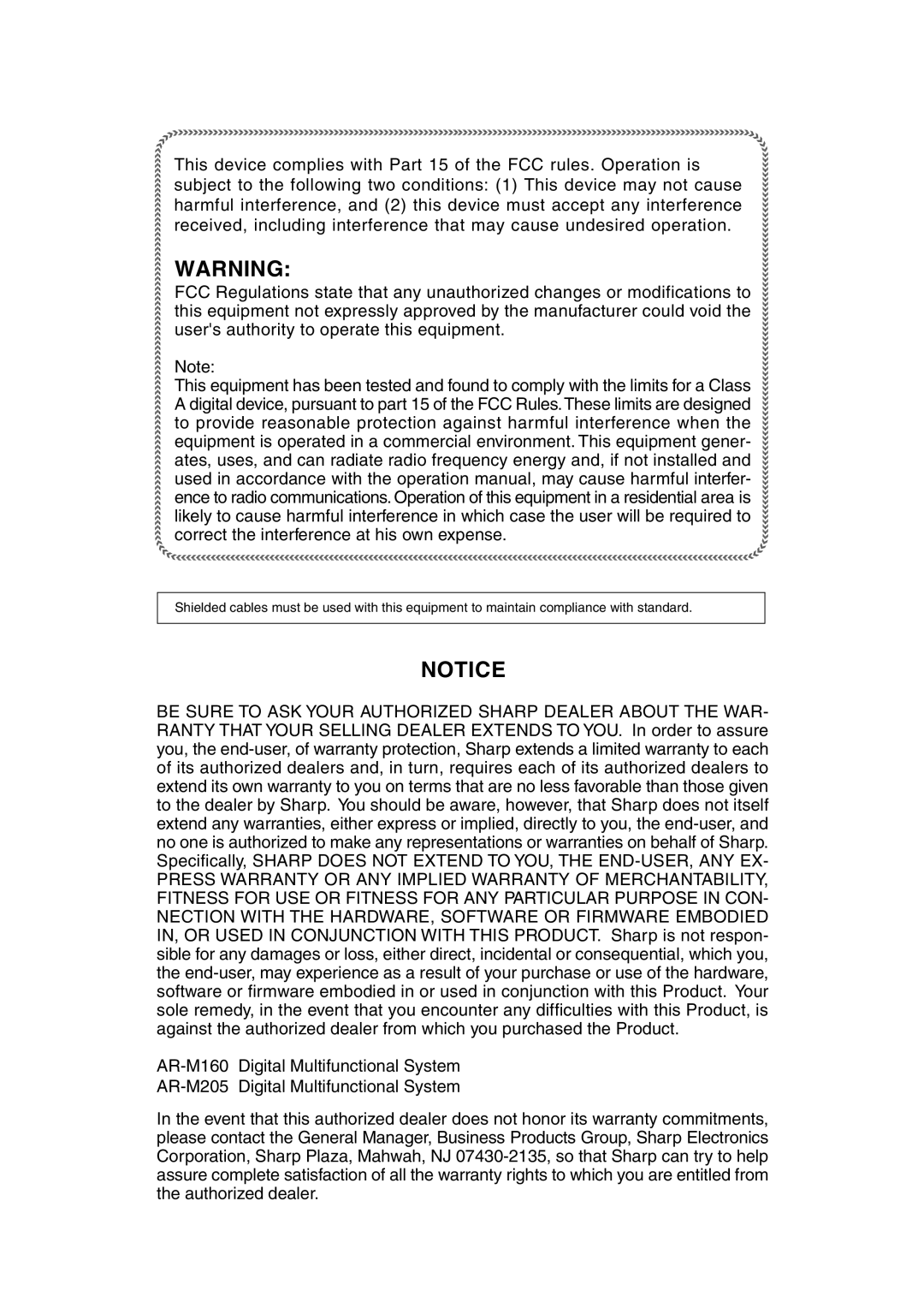 Sharp AR-M160, AR-M205 operation manual 