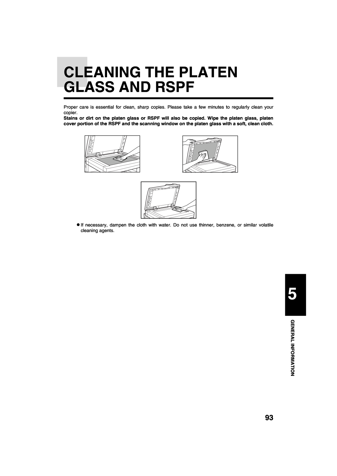 Sharp AR-M208 operation manual Cleaning The Platen Glass And Rspf 