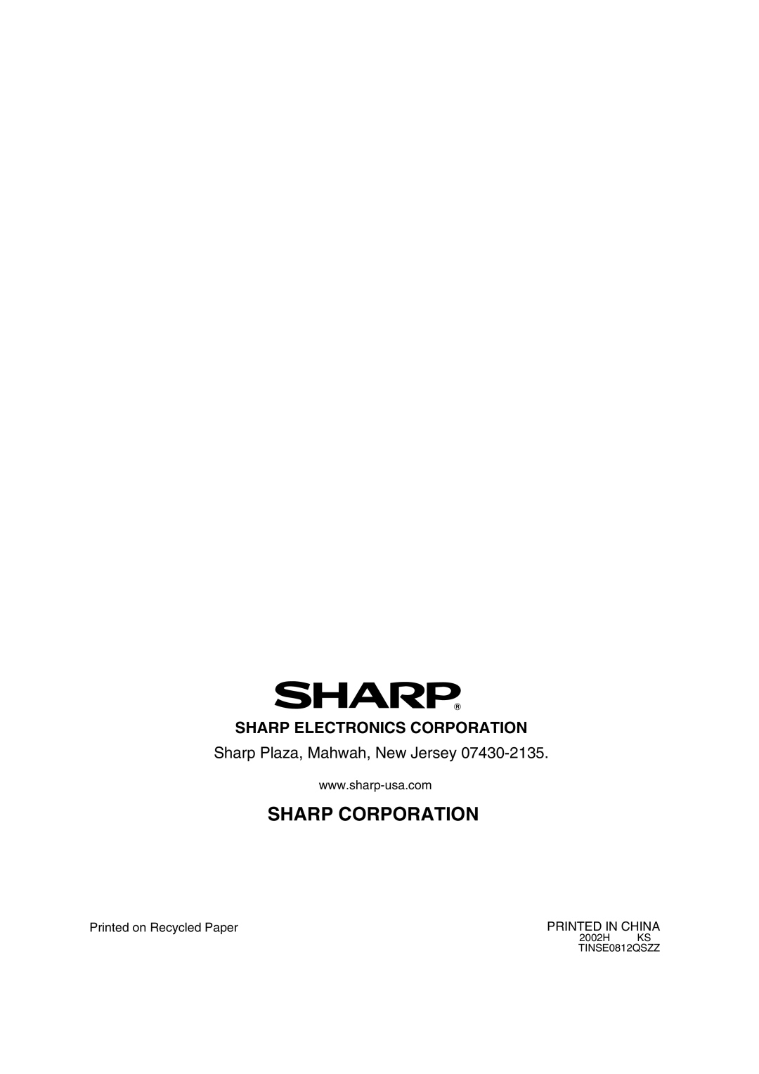 Sharp AR-M208 operation manual Sharp Corporation 