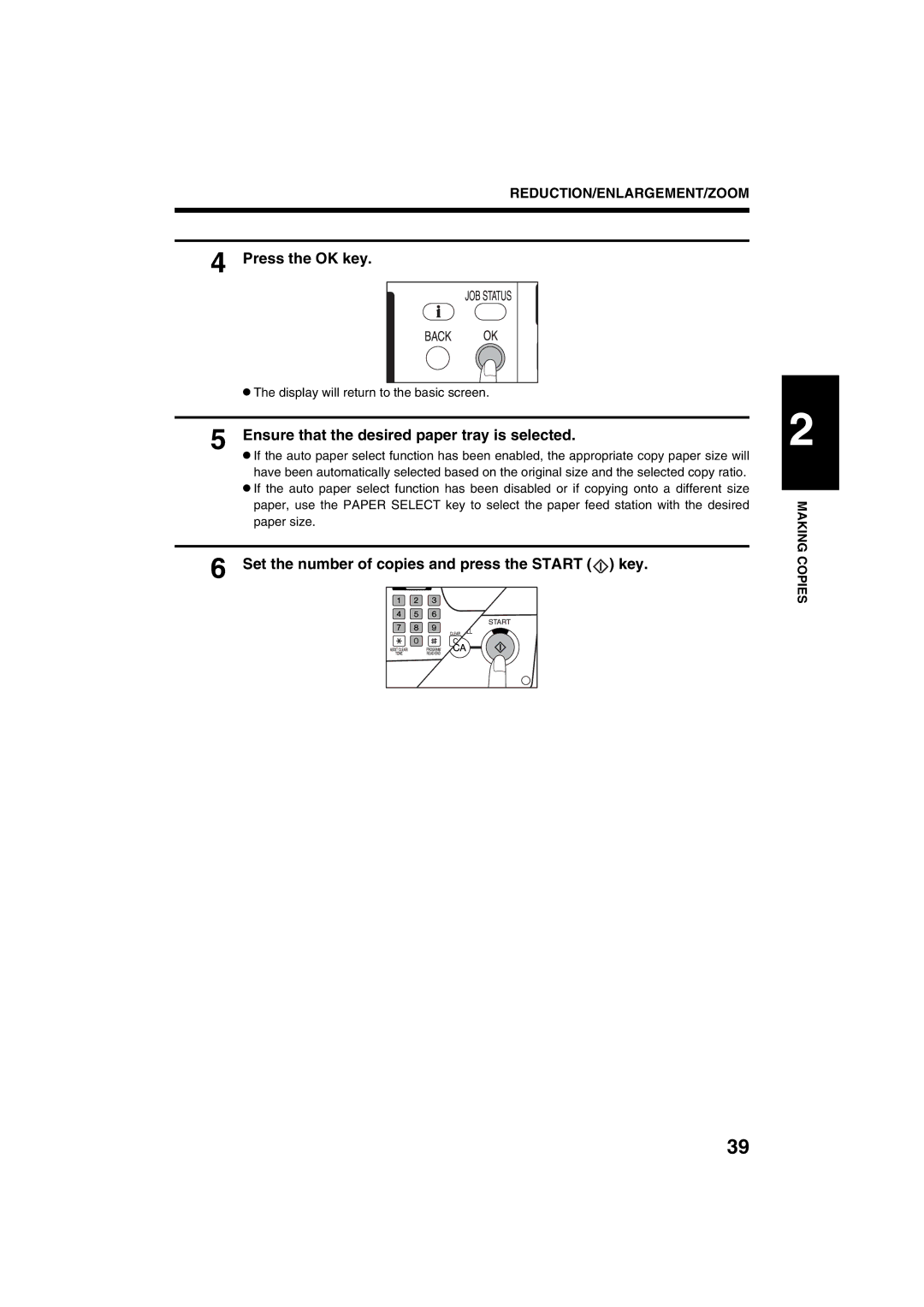 Sharp AR-M208 operation manual Press the OK key 