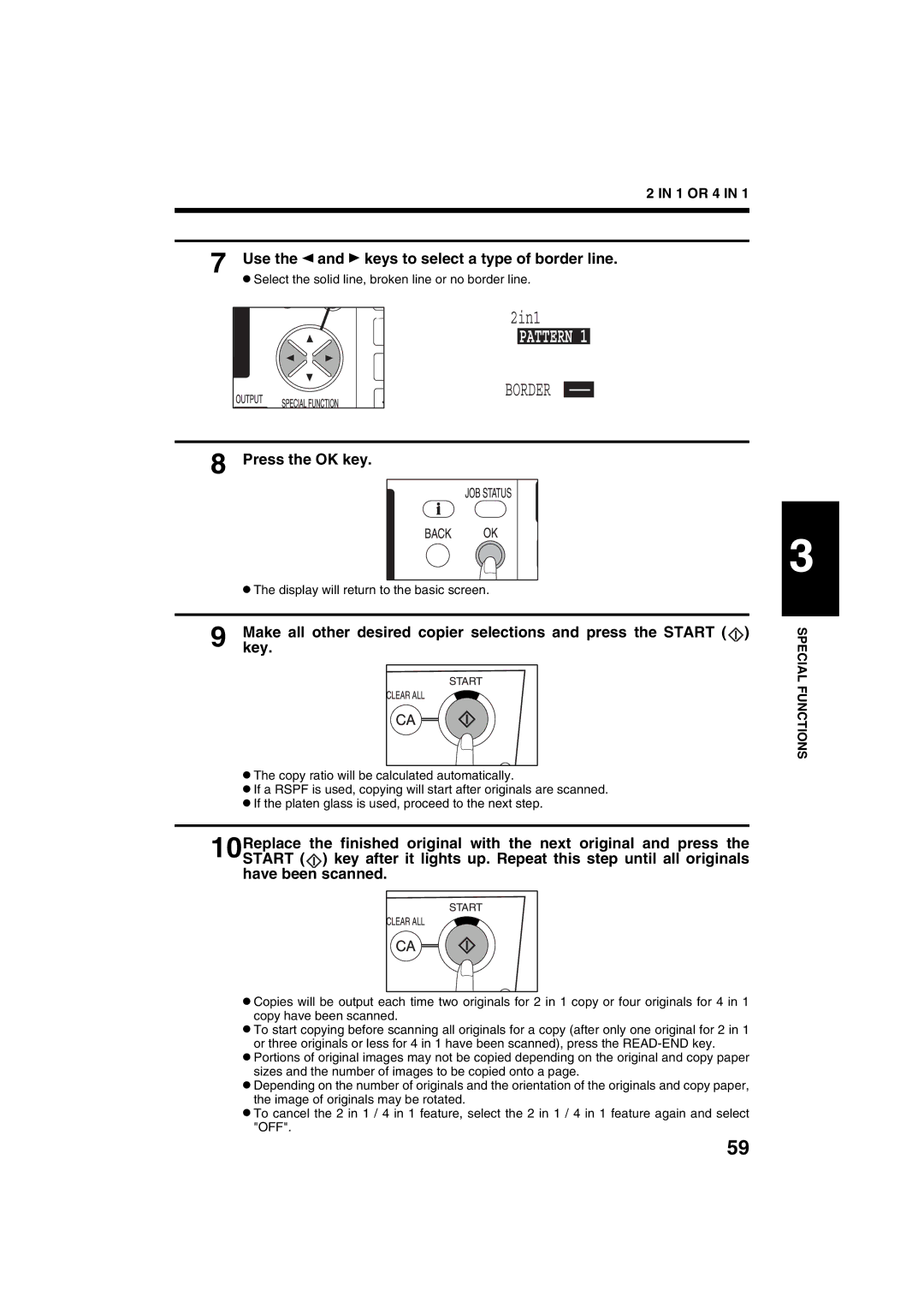 Sharp AR-M208 operation manual Border, Use the and keys to select a type of border line 