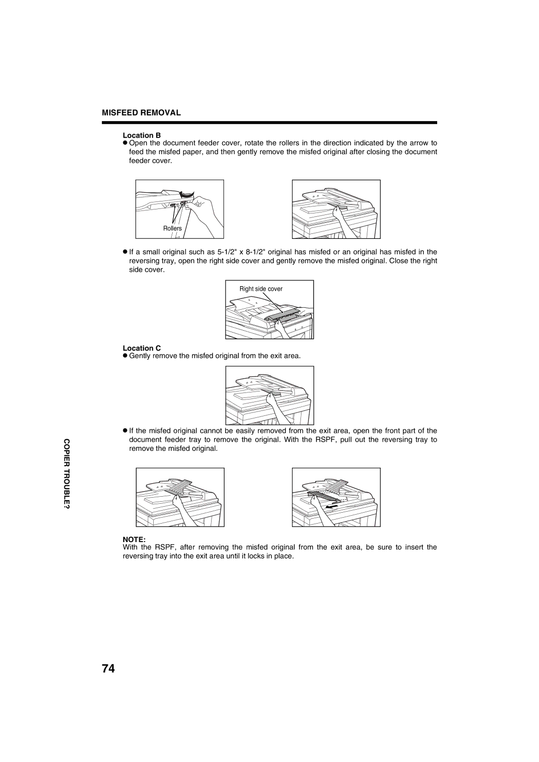 Sharp AR-M208 operation manual Location B, Location C 