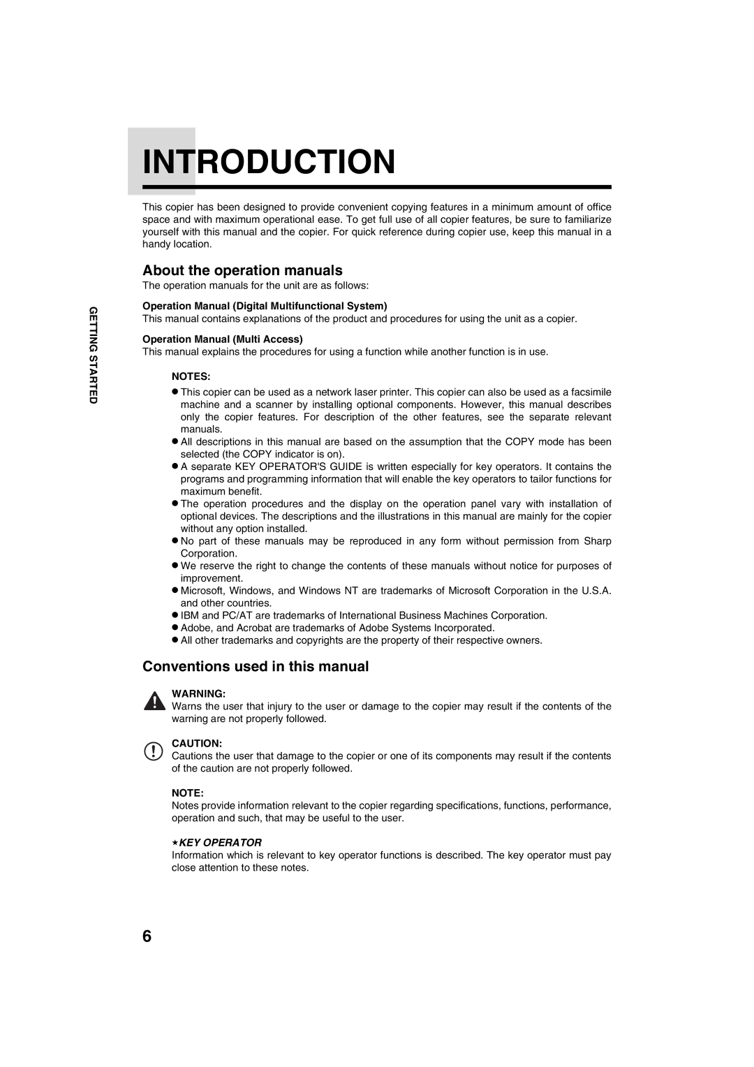 Sharp AR-M208 operation manual Introduction, Conventions used in this manual 