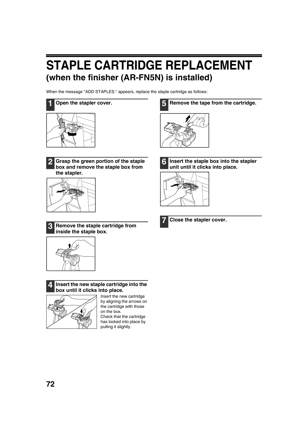 Sharp AR-M276, AR-M236 operation manual Staple Cartridge Replacement 