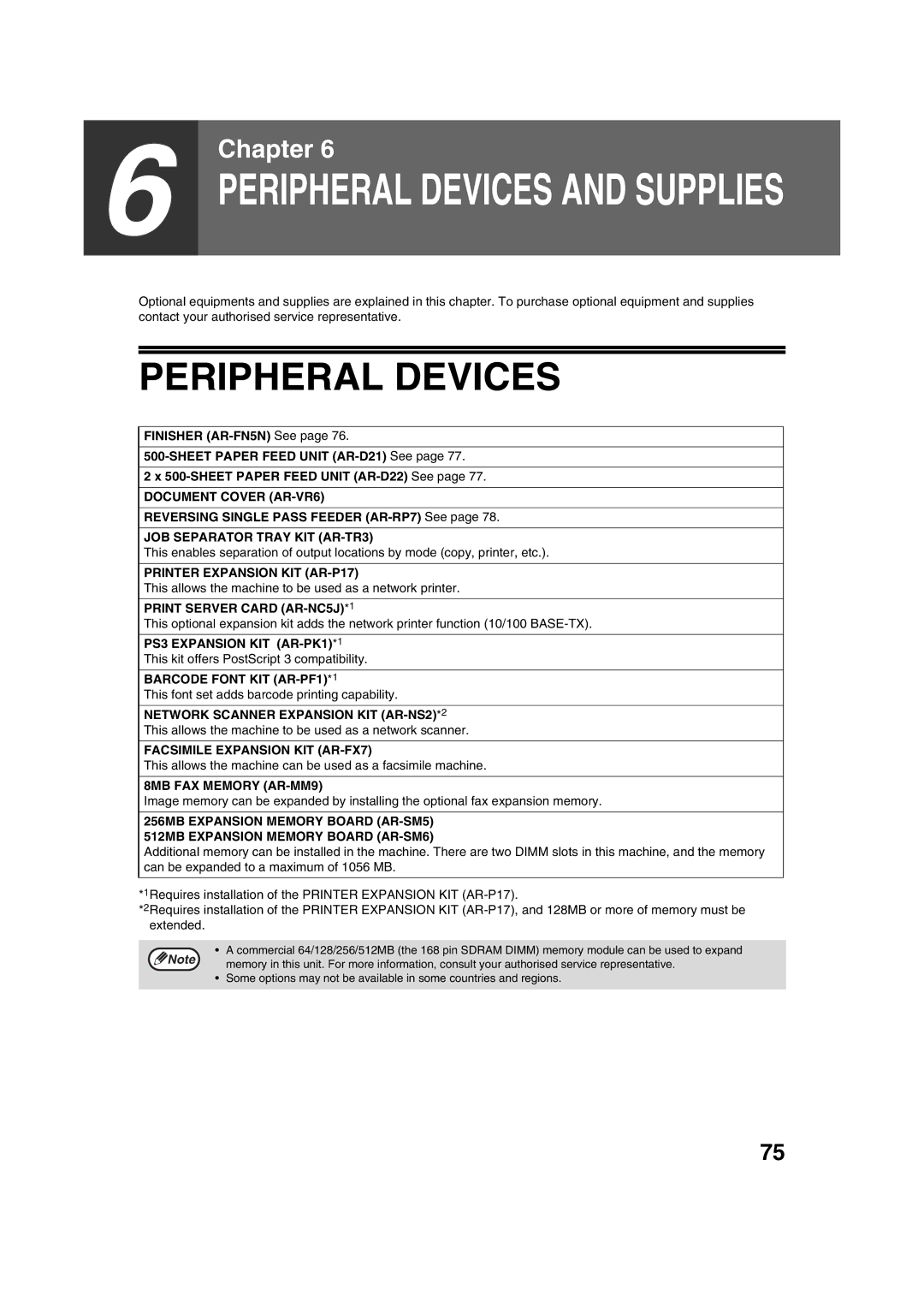 Sharp AR-M236, AR-M276 operation manual Peripheral Devices, Reversing Single Pass Feeder AR-RP7 See 