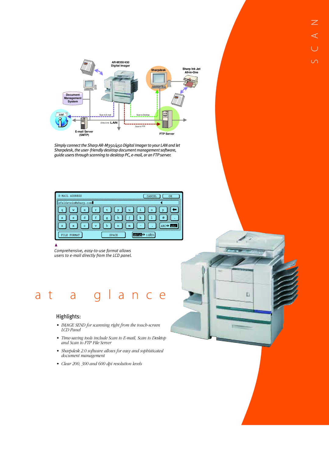 Sharp AR-M350, AR-M450 manual A g l a n c e 