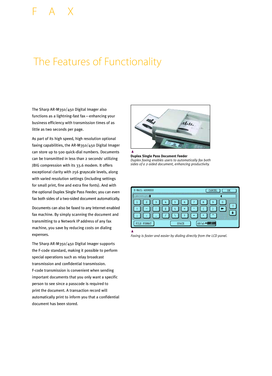 Sharp AR-M450, AR-M350 manual Features of Functionality 