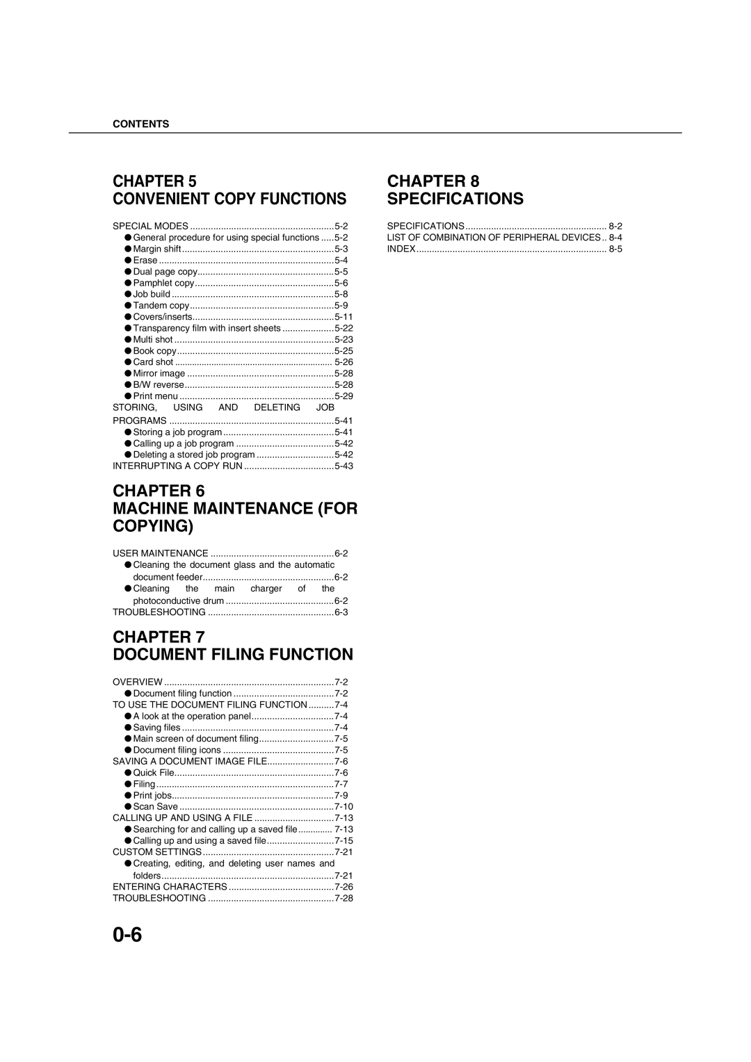 Sharp AR-M351U AR-M451U AR-M351N AR-M451N specifications Chapter Convenient Copy Functions Specifications 