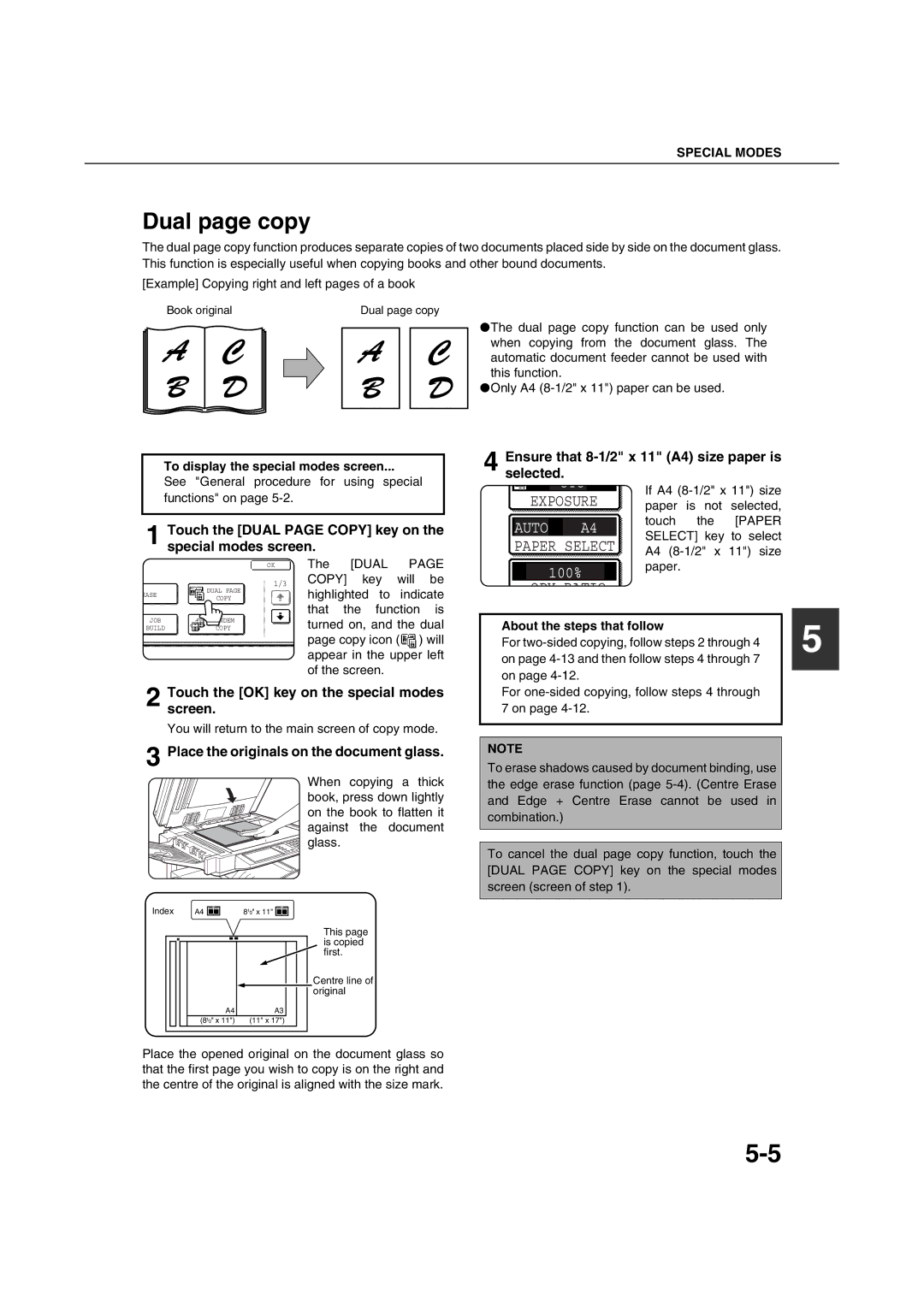 Sharp AR-M351U AR-M451U AR-M351N AR-M451N specifications Dual page copy, Ensure that 8-1/2 x 11 A4 size paper is selected 