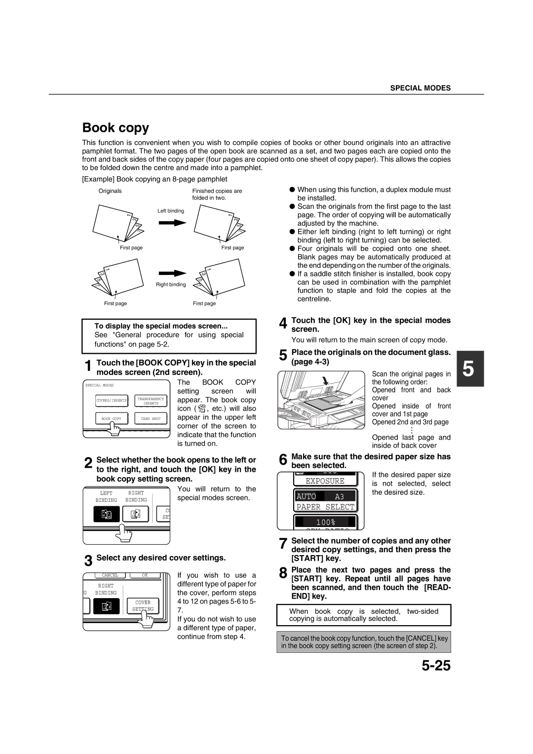 Sharp AR-M351U AR-M451U AR-M351N AR-M451N Book copy, Scan the original pages, Opened last page and inside of back cover 