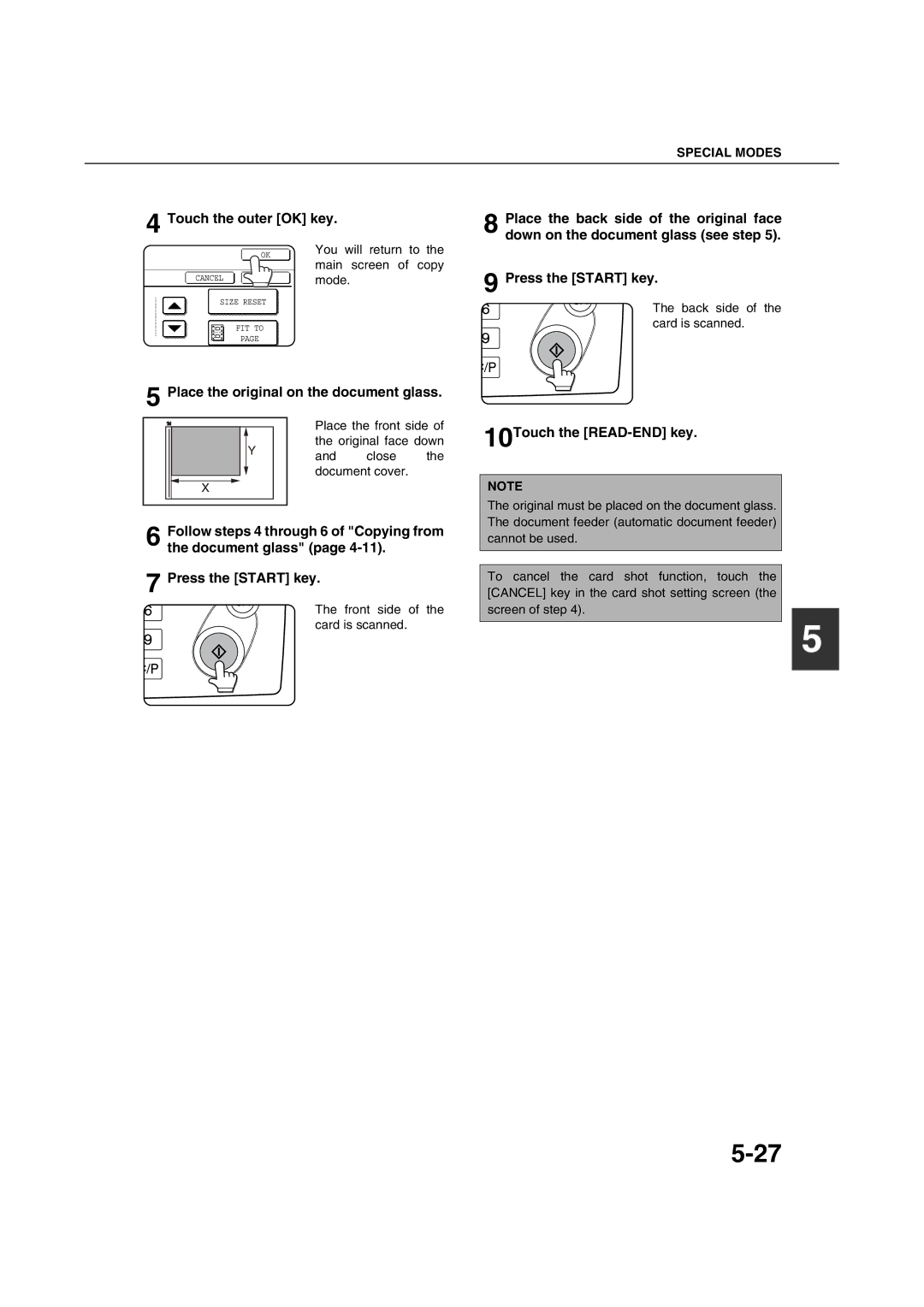 Sharp AR-M351U AR-M451U AR-M351N AR-M451N specifications Touch the outer OK key, Place the original on the document glass 