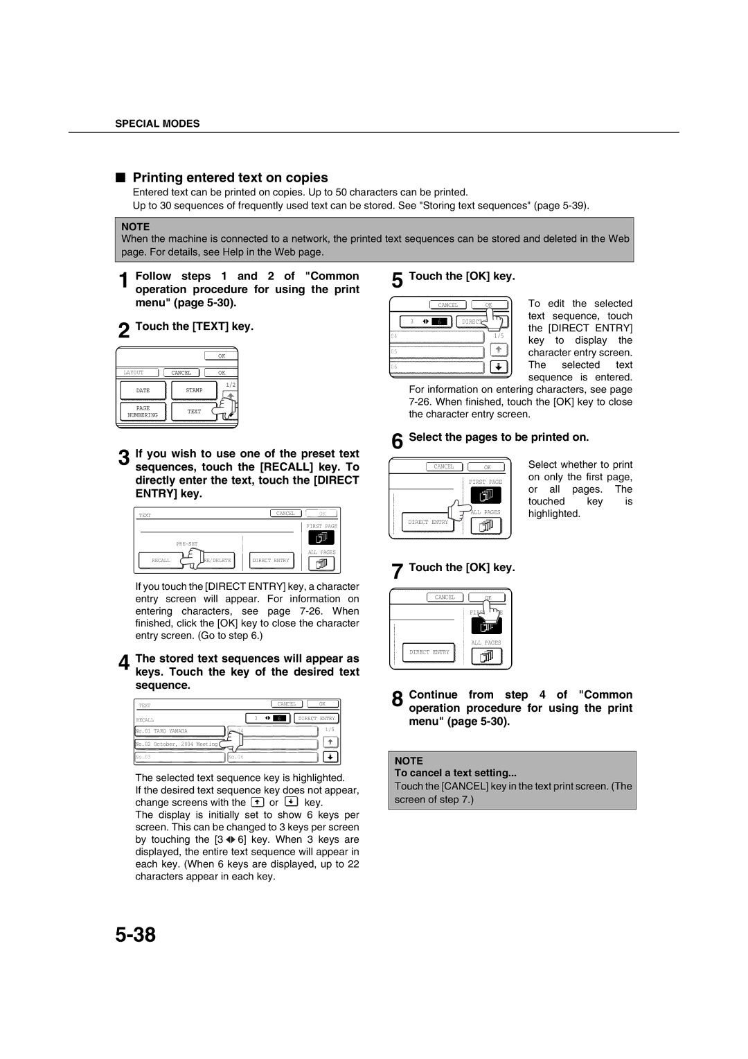 Sharp AR-M351U AR-M451U AR-M351N AR-M451N specifications Printing entered text on copies, To cancel a text setting 