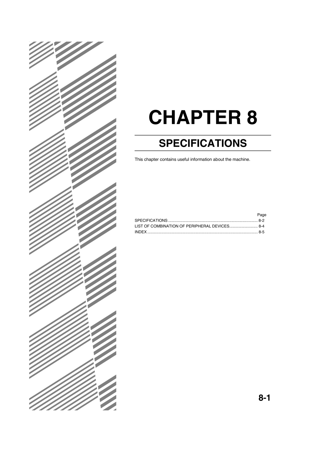 Sharp AR-M351U AR-M451U AR-M351N AR-M451N Specifications, This chapter contains useful information about the machine 