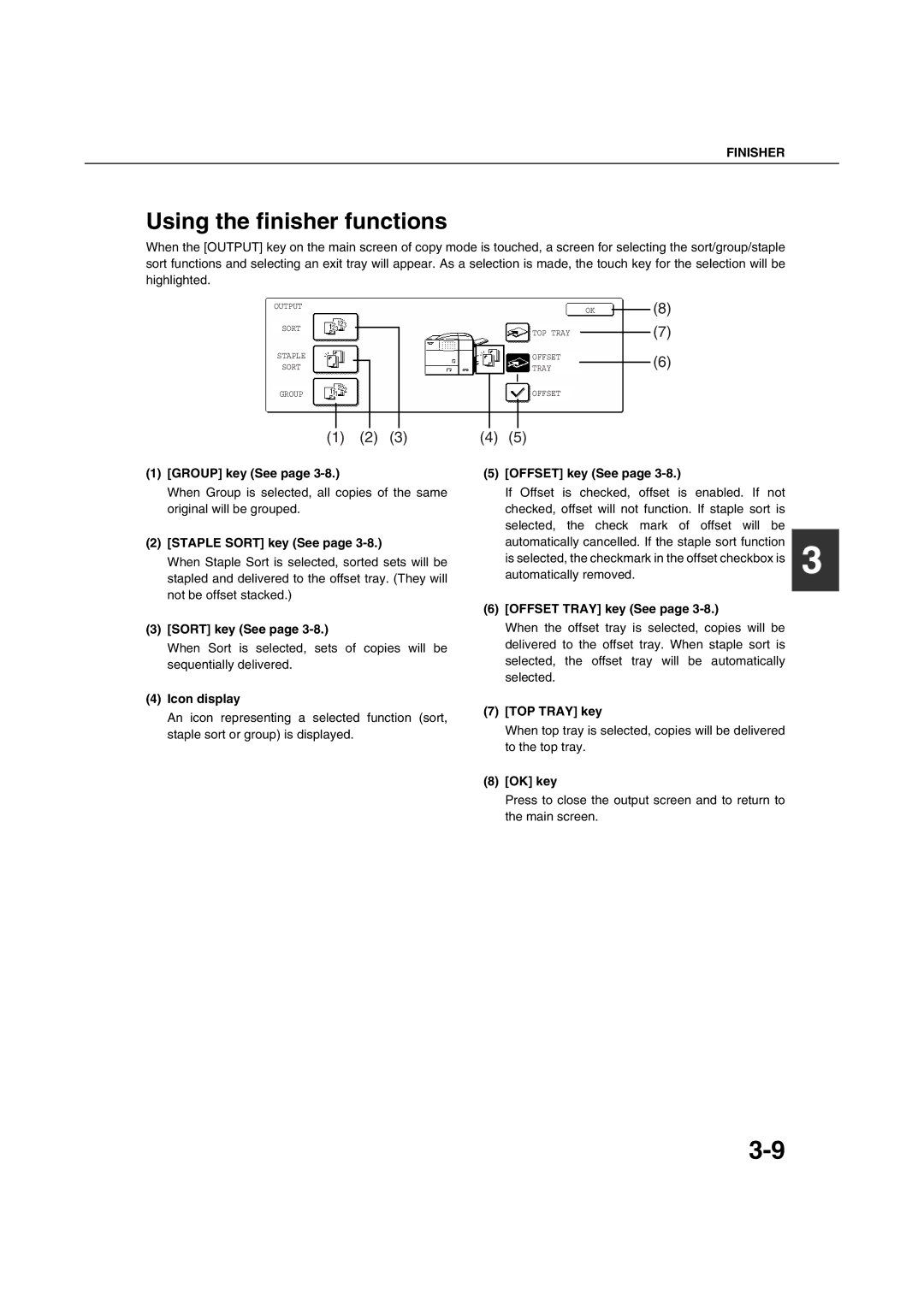 Sharp AR-M351U AR-M451U AR-M351N AR-M451N specifications Using the finisher functions 