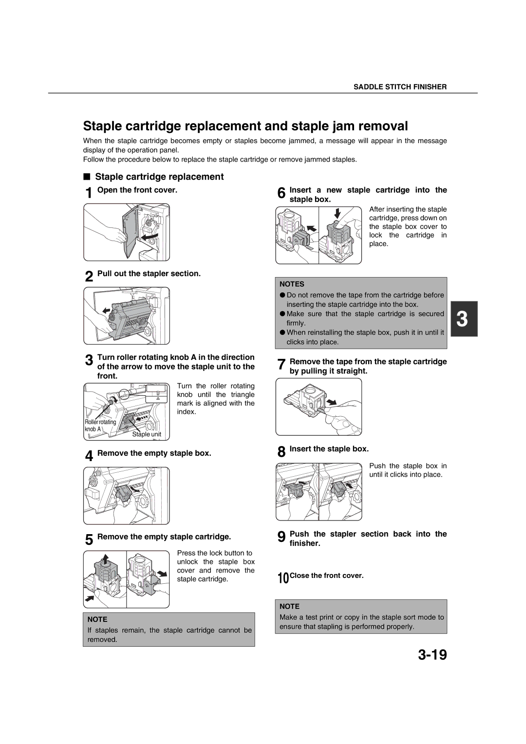 Sharp AR-M351U AR-M451U AR-M351N AR-M451N Staple cartridge replacement and staple jam removal, 10Close the front cover 