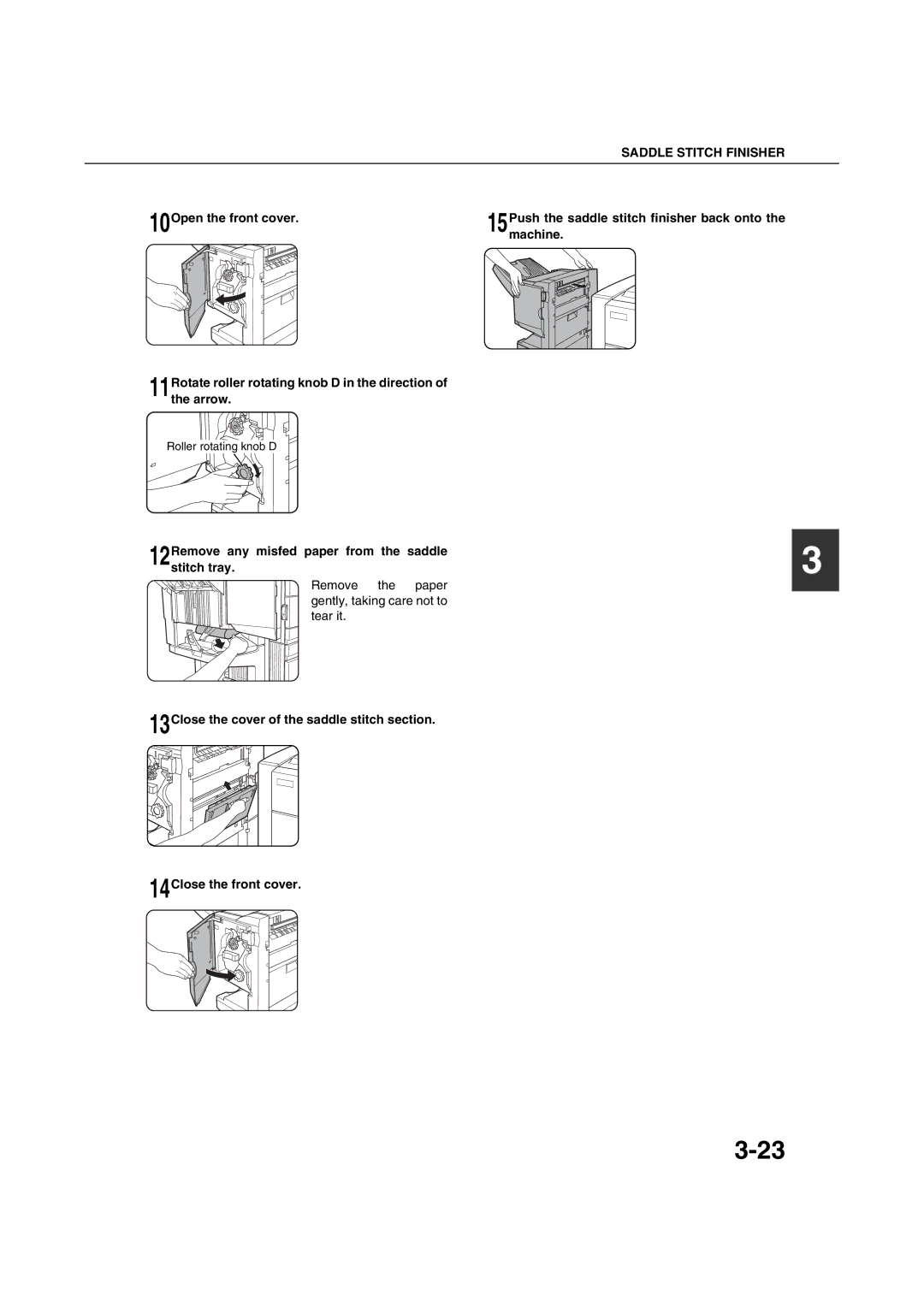 Sharp AR-M351U AR-M451U AR-M351N AR-M451N specifications 12Remove any misfed paper from the saddle stitch tray 