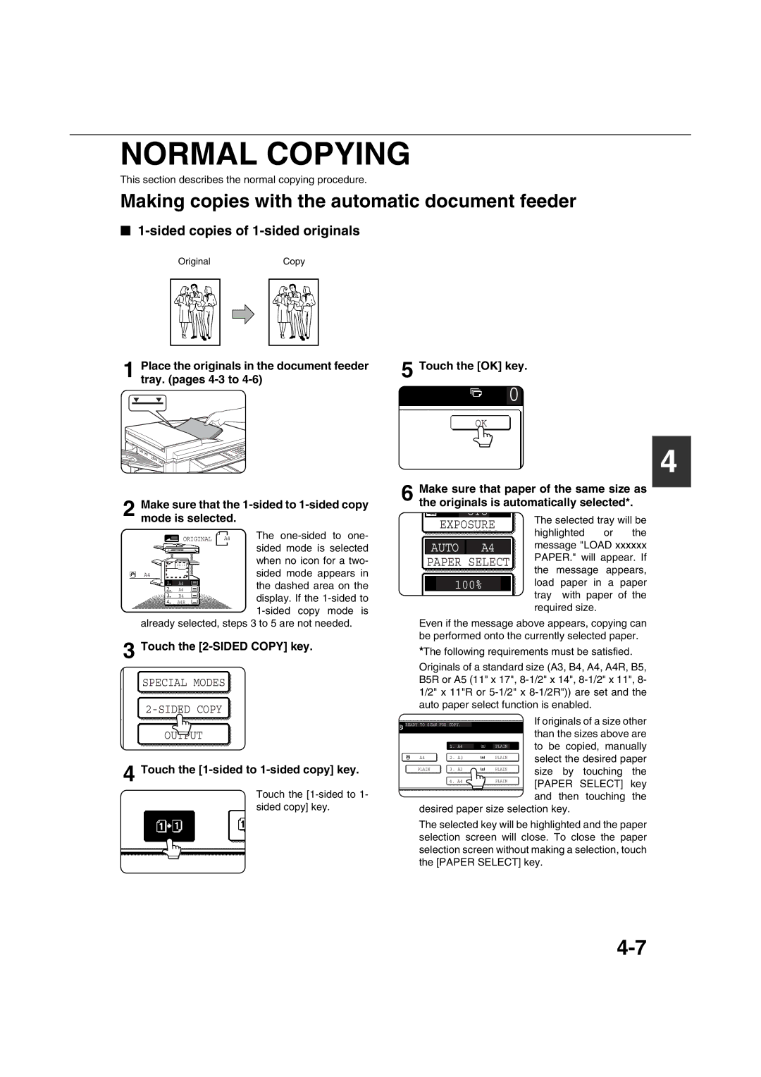 Sharp AR-M351U AR-M451U AR-M351N AR-M451N specifications Normal Copying, Making copies with the automatic document feeder 