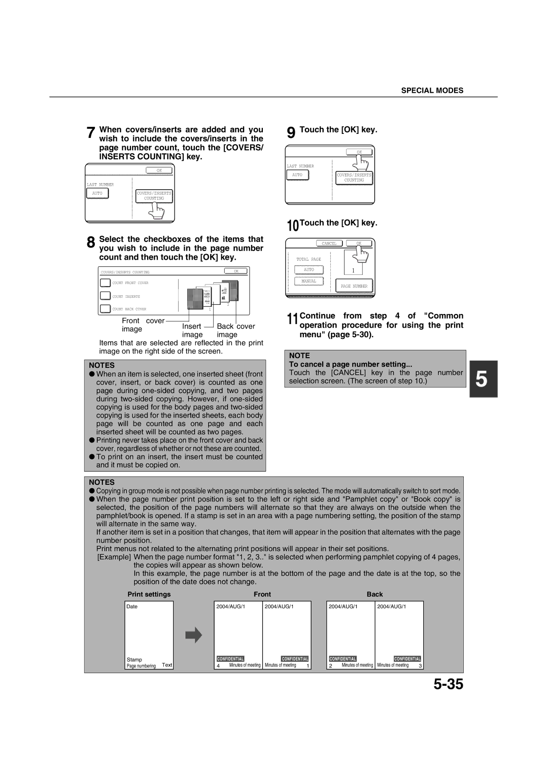 Sharp AR-M451N specifications 10Touch the OK key 