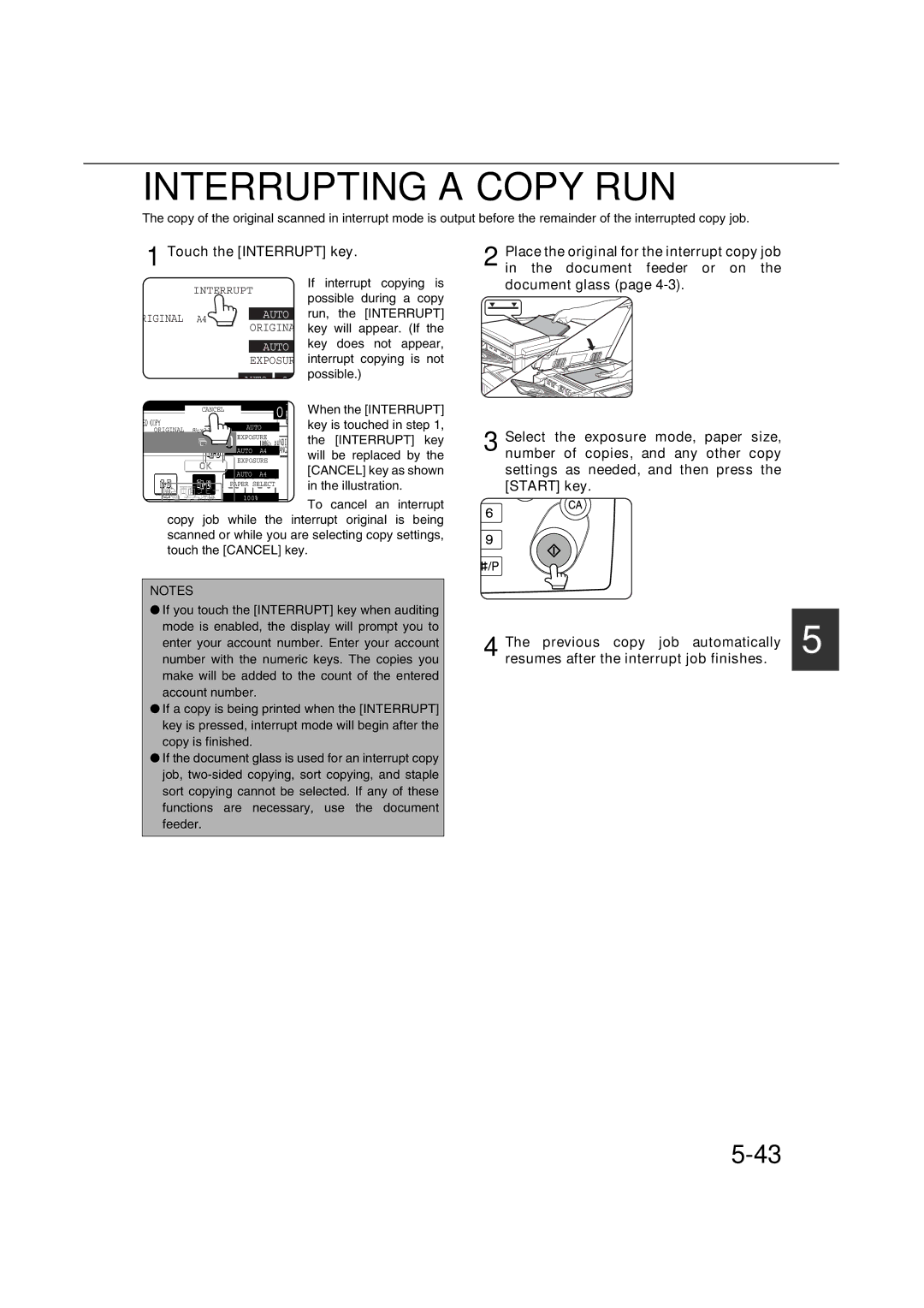 Sharp AR-M451N specifications Interrupting a Copy RUN, Document glass 