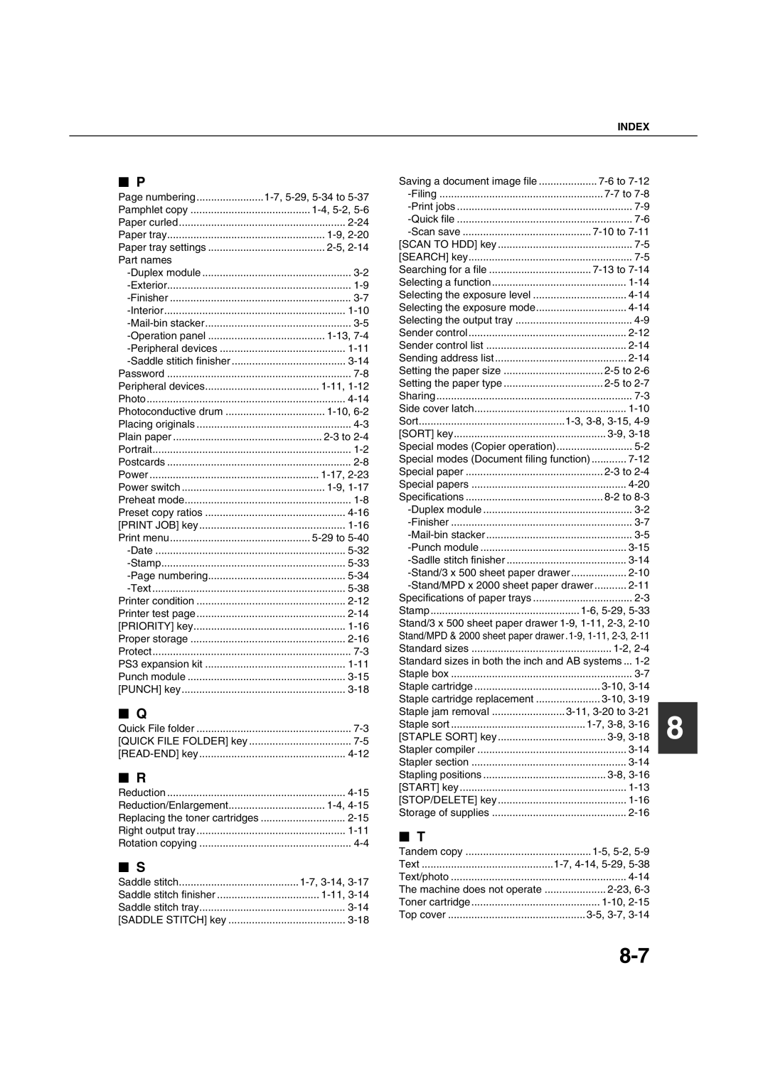 Sharp AR-M451N 5-29, 5-34 to, Part names, 29 to, Saving a document image file, 10 to, 13 to, 3-8, 3-15, 11, 3-20 to, 3-7 