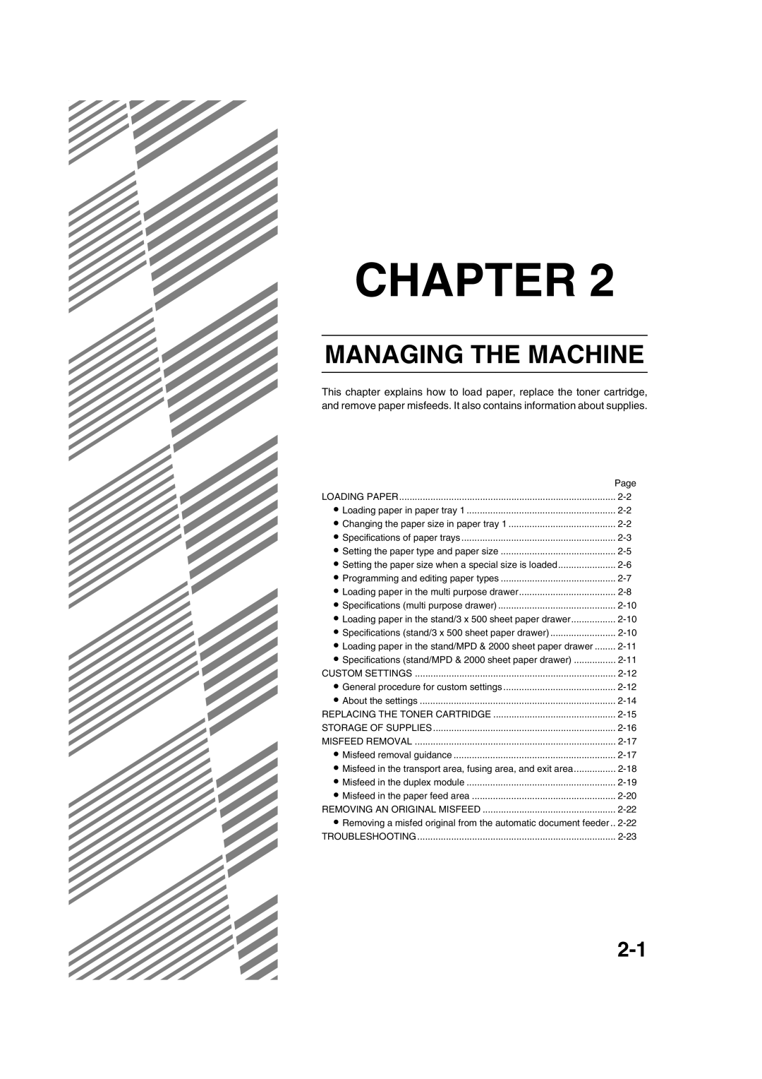 Sharp AR-M451N specifications Managing the Machine 