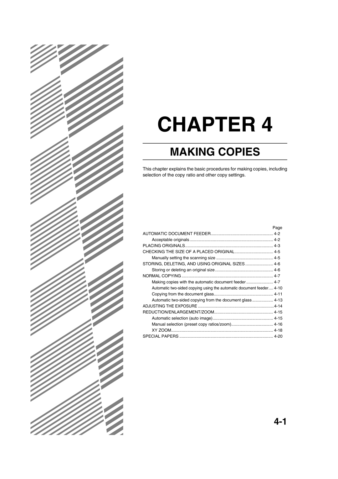 Sharp AR-M451N specifications Making Copies 