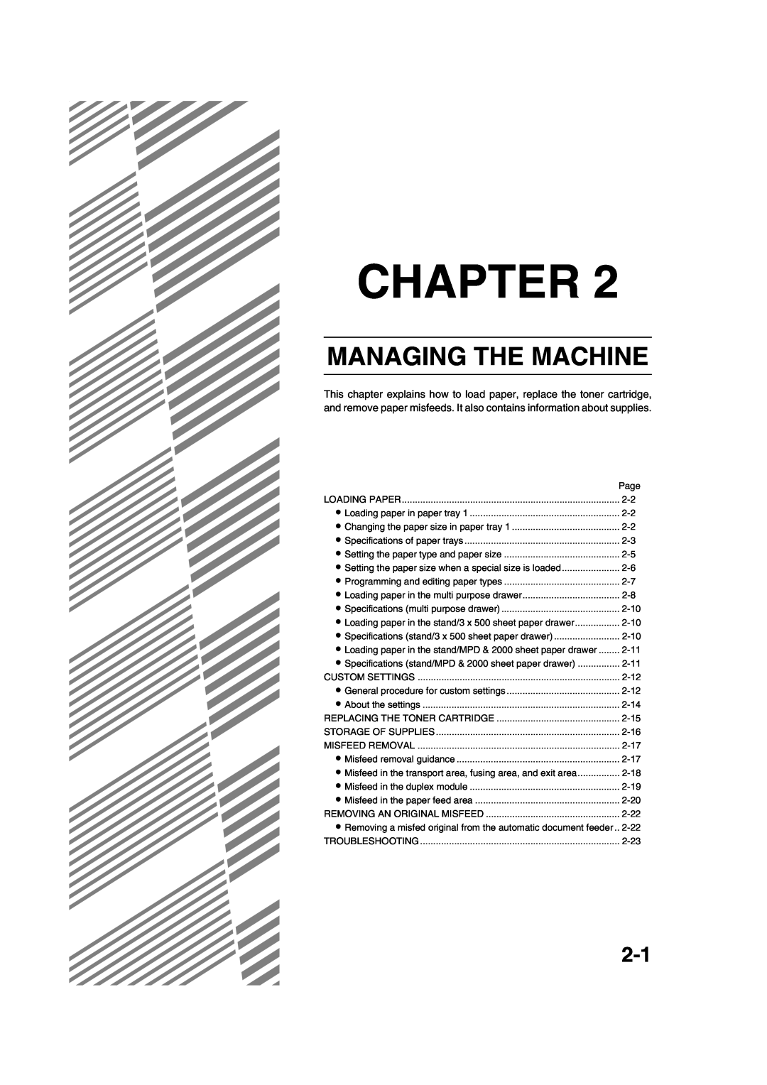 Sharp AR-M451N specifications Managing The Machine, Chapter 