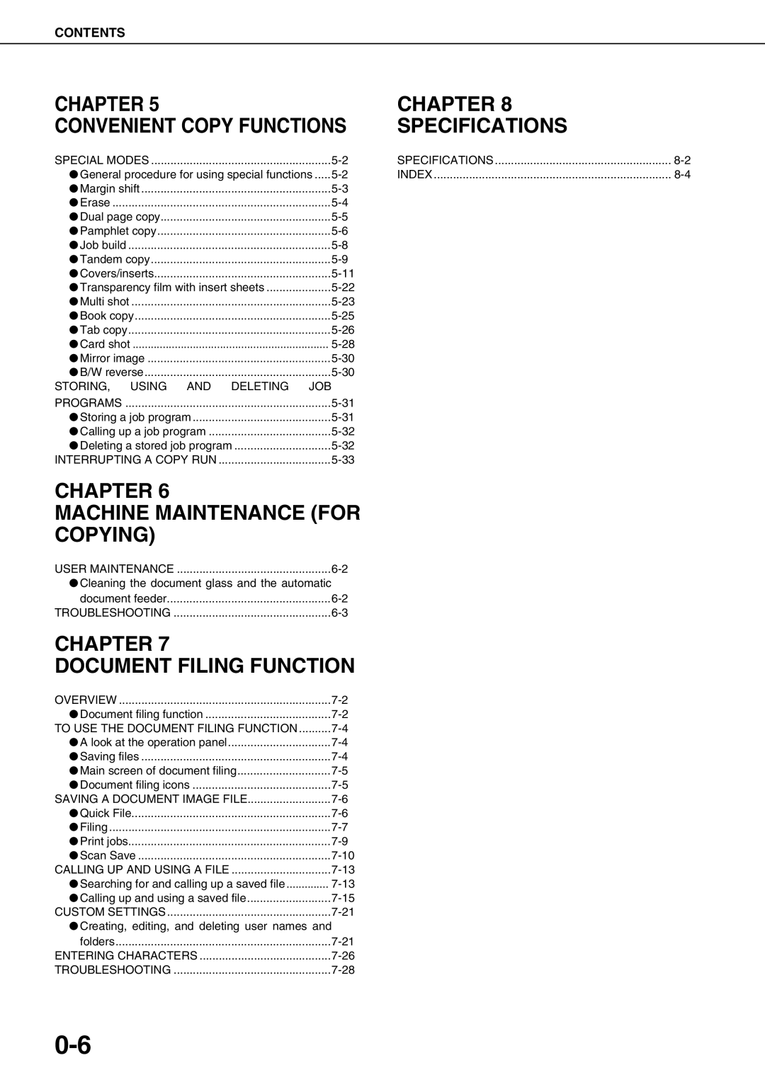 Sharp AR-M550U, AR-M700U, AR-M550N, AR-M620N, AR-M700N, AR-M620U specifications Chapter Convenient Copy Functions Specifications 