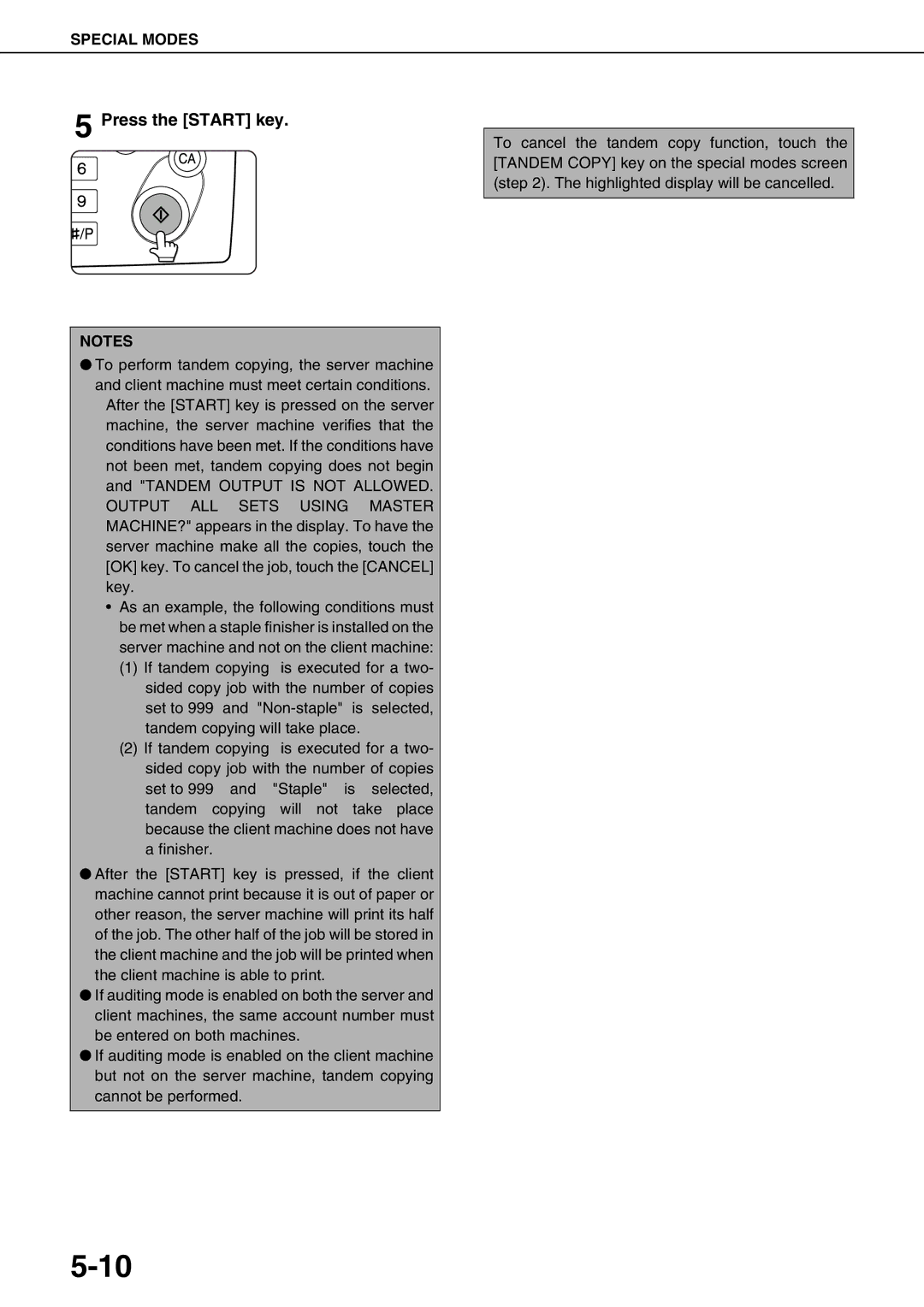 Sharp AR-M550U, AR-M700U, AR-M550N, AR-M620N, AR-M700N, AR-M620U specifications Press the Start key 