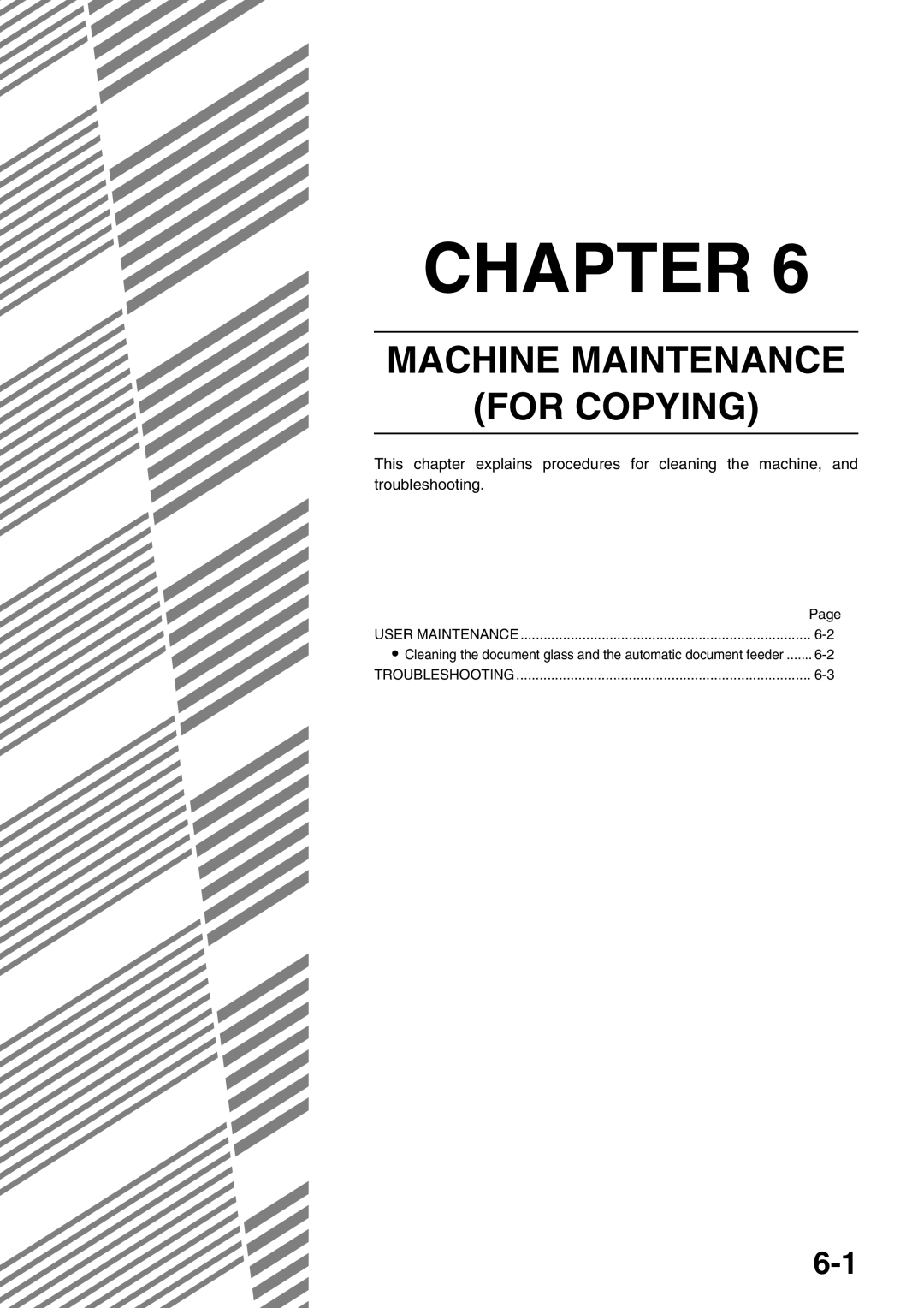 Sharp AR-M620U, AR-M700U, AR-M550N, AR-M620N, AR-M700N, AR-M550U specifications Machine Maintenance For Copying 