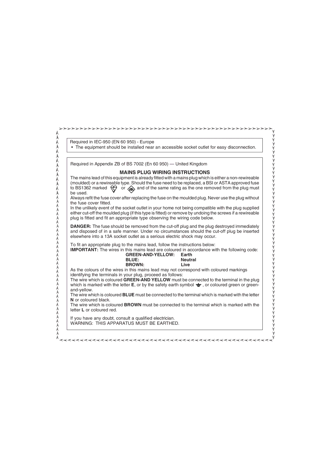 Sharp AR-M700N, AR-M700U, AR-M550N, AR-M620N, AR-M550U, AR-M620U specifications Mains Plug Wiring Instructions 