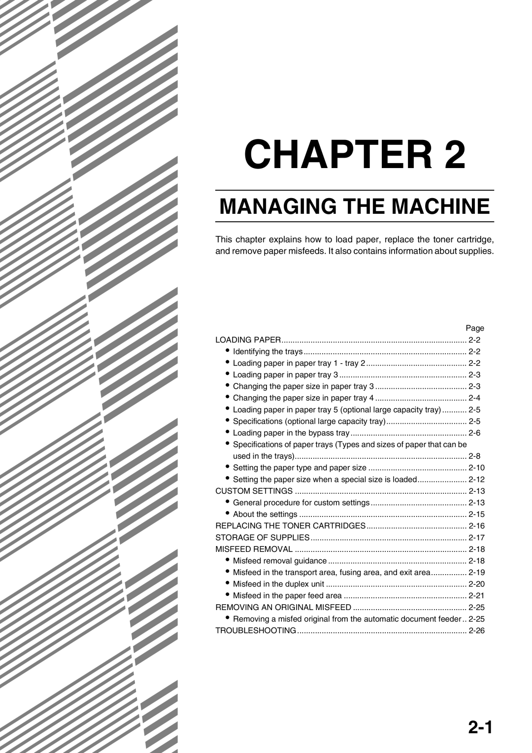 Sharp AR-M620U, AR-M700U, AR-M550N, AR-M620N, AR-M700N, AR-M550U specifications Managing the Machine 