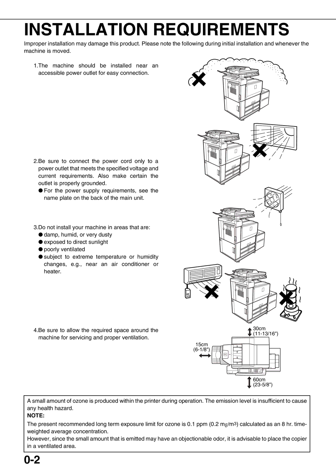 Sharp AR-M700U, AR-M550N, AR-M620N, AR-M700N, AR-M550U, AR-M620U specifications Installation Requirements 