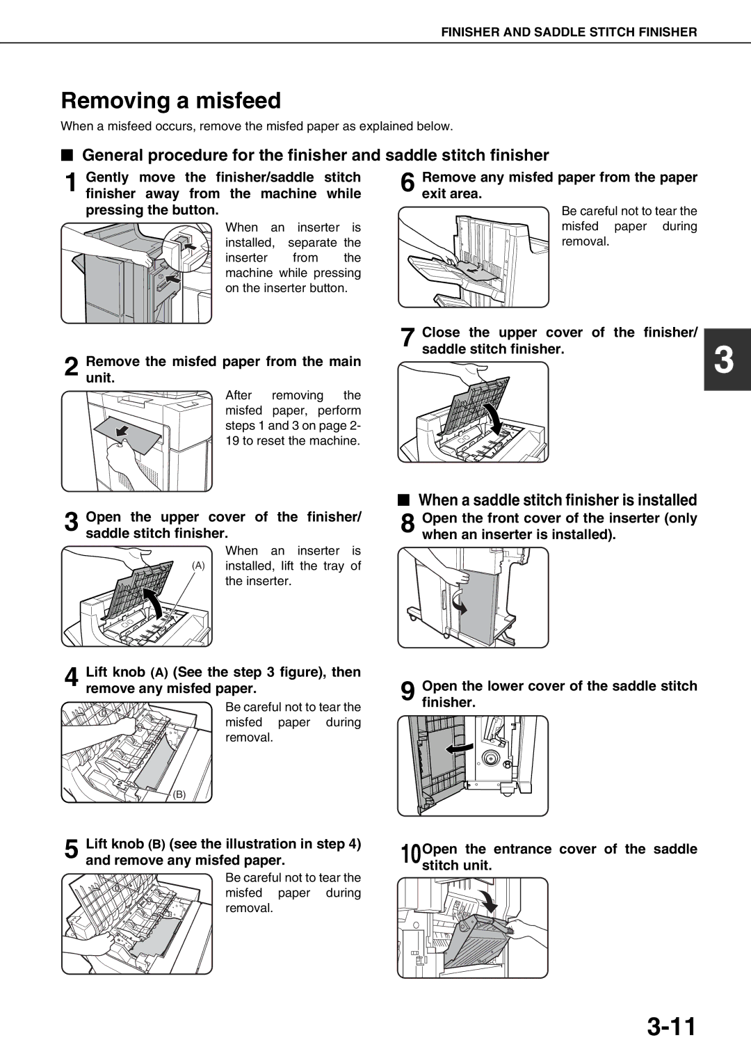 Sharp AR-M550N, AR-M700U, AR-M620N, AR-M700N, AR-M550U Removing a misfeed, Remove any misfed paper from the paper exit area 