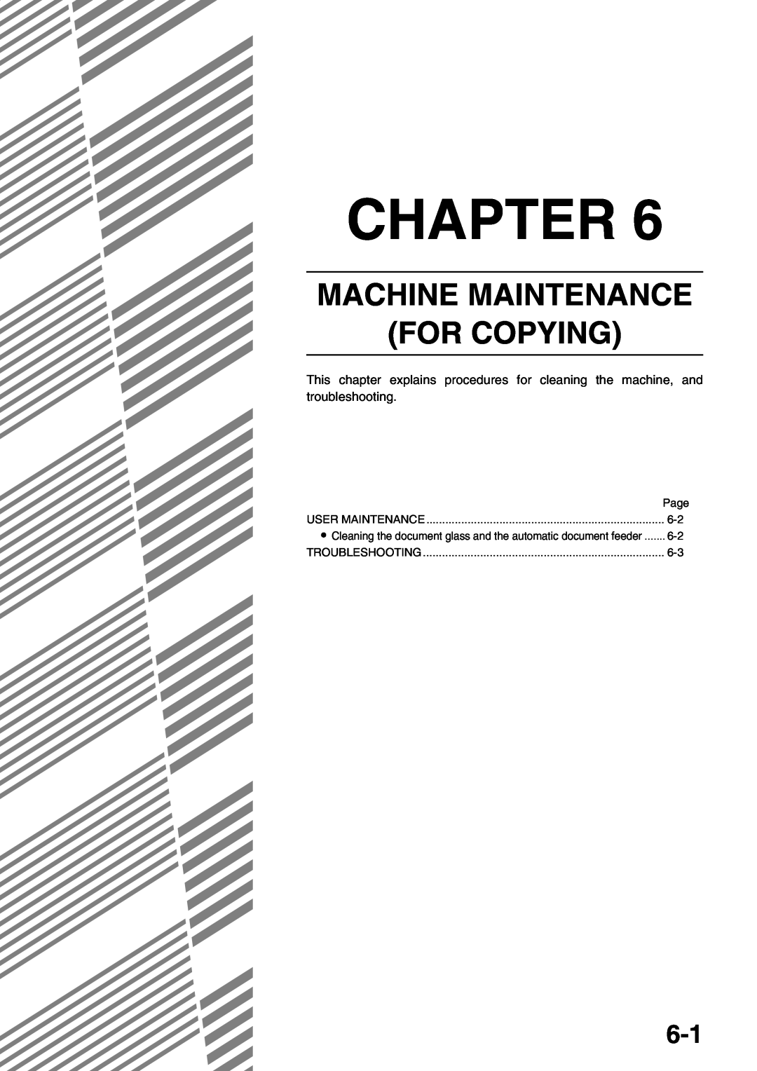 Sharp AR-M620U, AR-M700U, AR-M550N, AR-M620N, AR-M700N, AR-M550U specifications Machine Maintenance For Copying, Chapter 