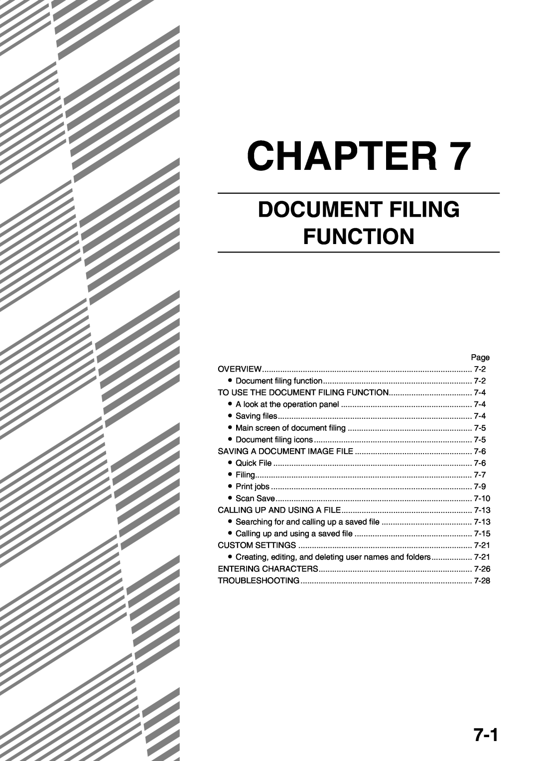 Sharp AR-M700N, AR-M700U, AR-M550N, AR-M620N, AR-M550U, AR-M620U specifications Document Filing Function, Chapter 