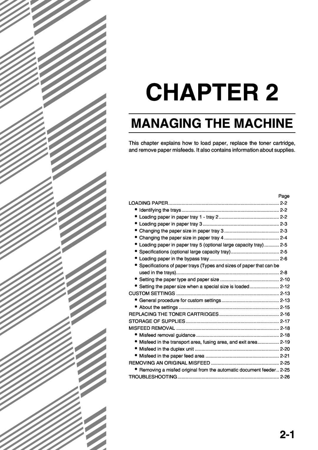 Sharp AR-M620U, AR-M700U, AR-M550N, AR-M620N, AR-M700N, AR-M550U specifications Managing The Machine, Chapter 