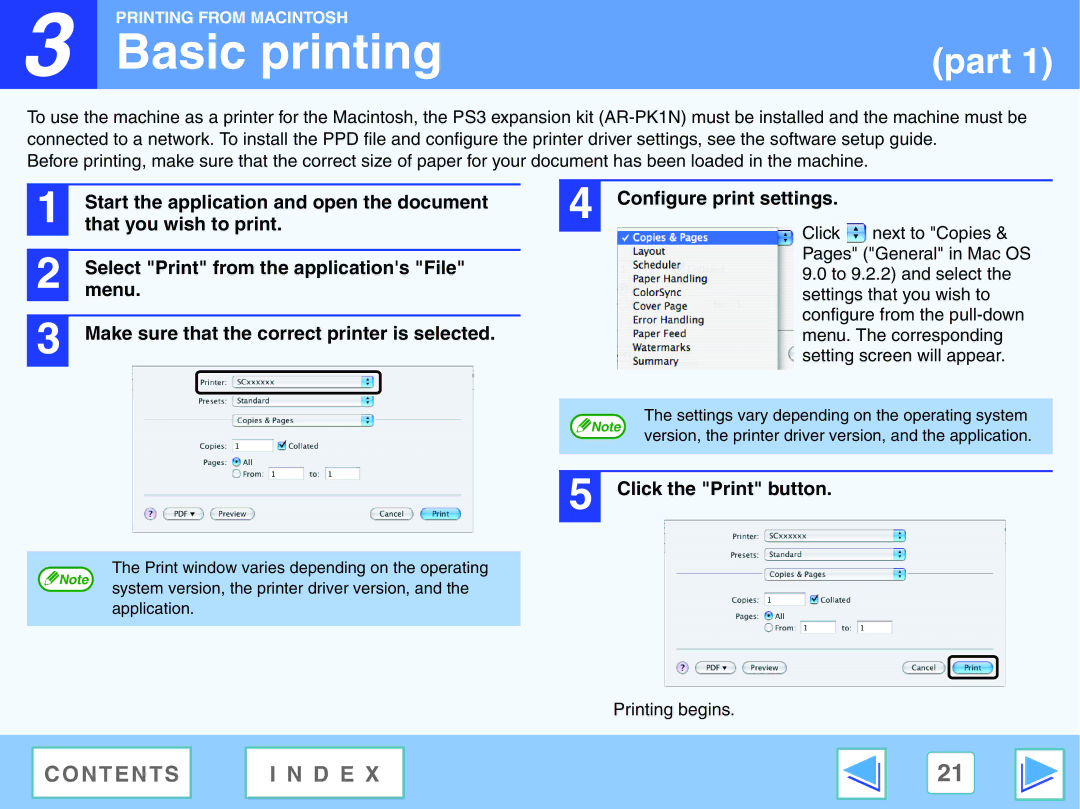 Sharp AR-NB2 A manual Configure print settings That you wish to print, Make sure that the correct printer is selected 